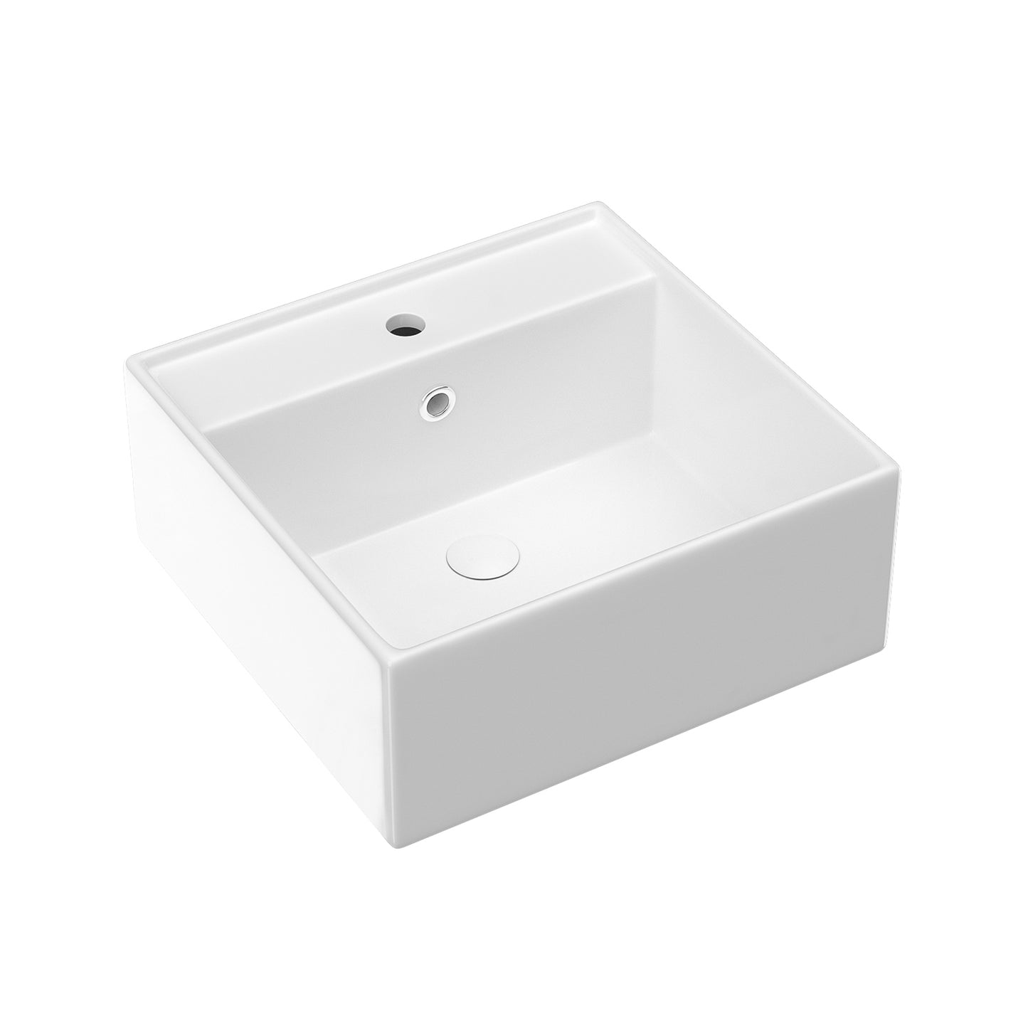 Vessel  Bathroom Sink Basin in White Ceramic