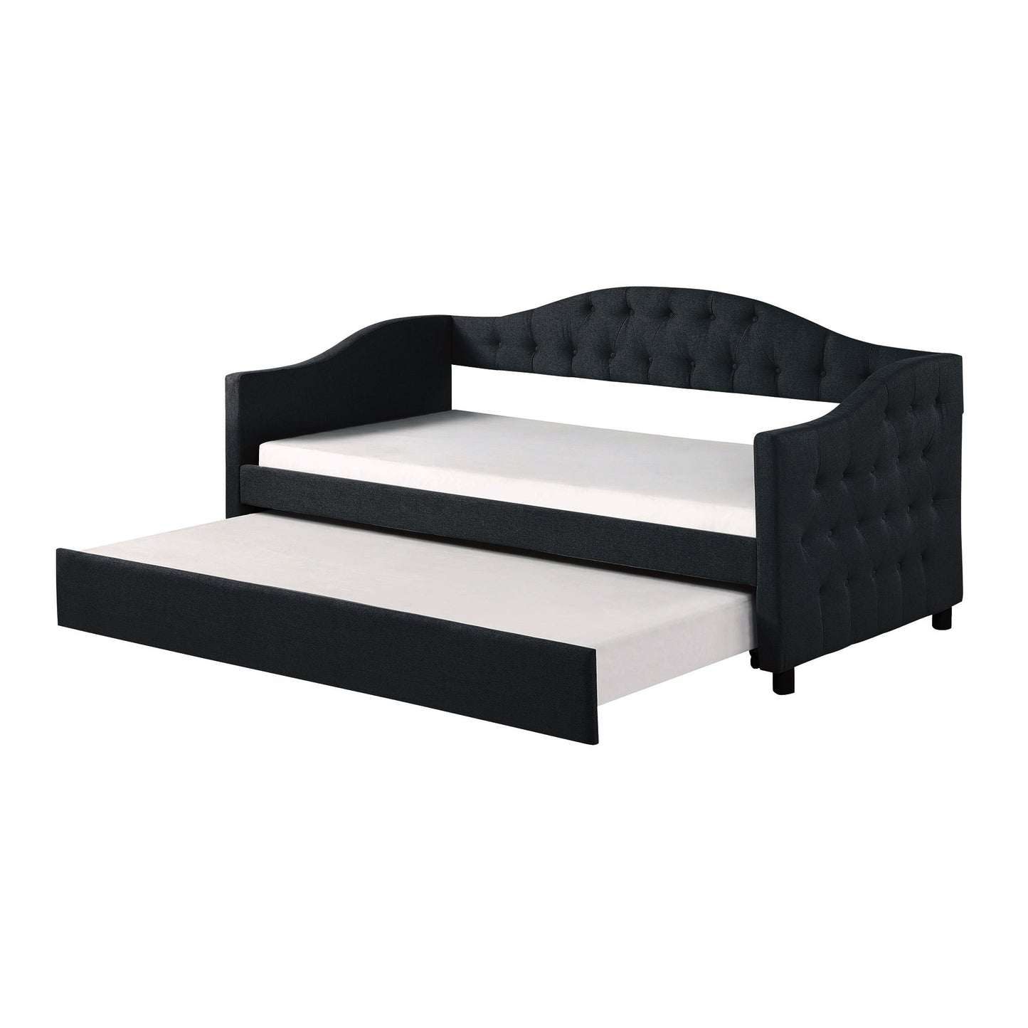 Upholstered Twin Size Daybed with Trundle, Dark Gray