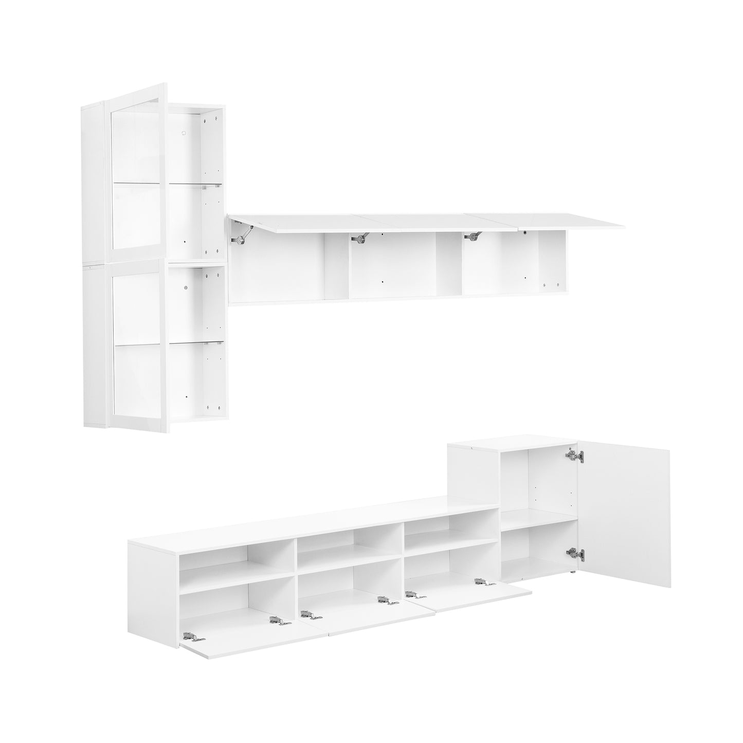 Elegant High Gloss TV Stand with Versatile Storage Cabinets, Media Console for TVs Up To 75, White