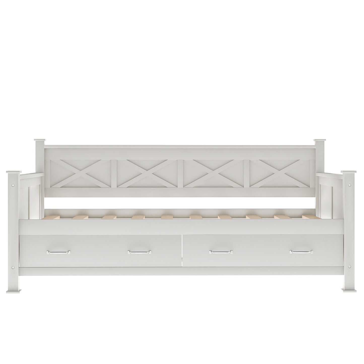 Twin  Size Wooden Modern and Rustic Casual Style Daybed, Cream White