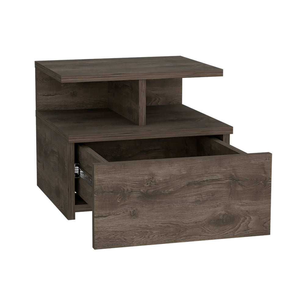 Floating Nightstand Flopini, One Drawer, Dark Walnut Finish