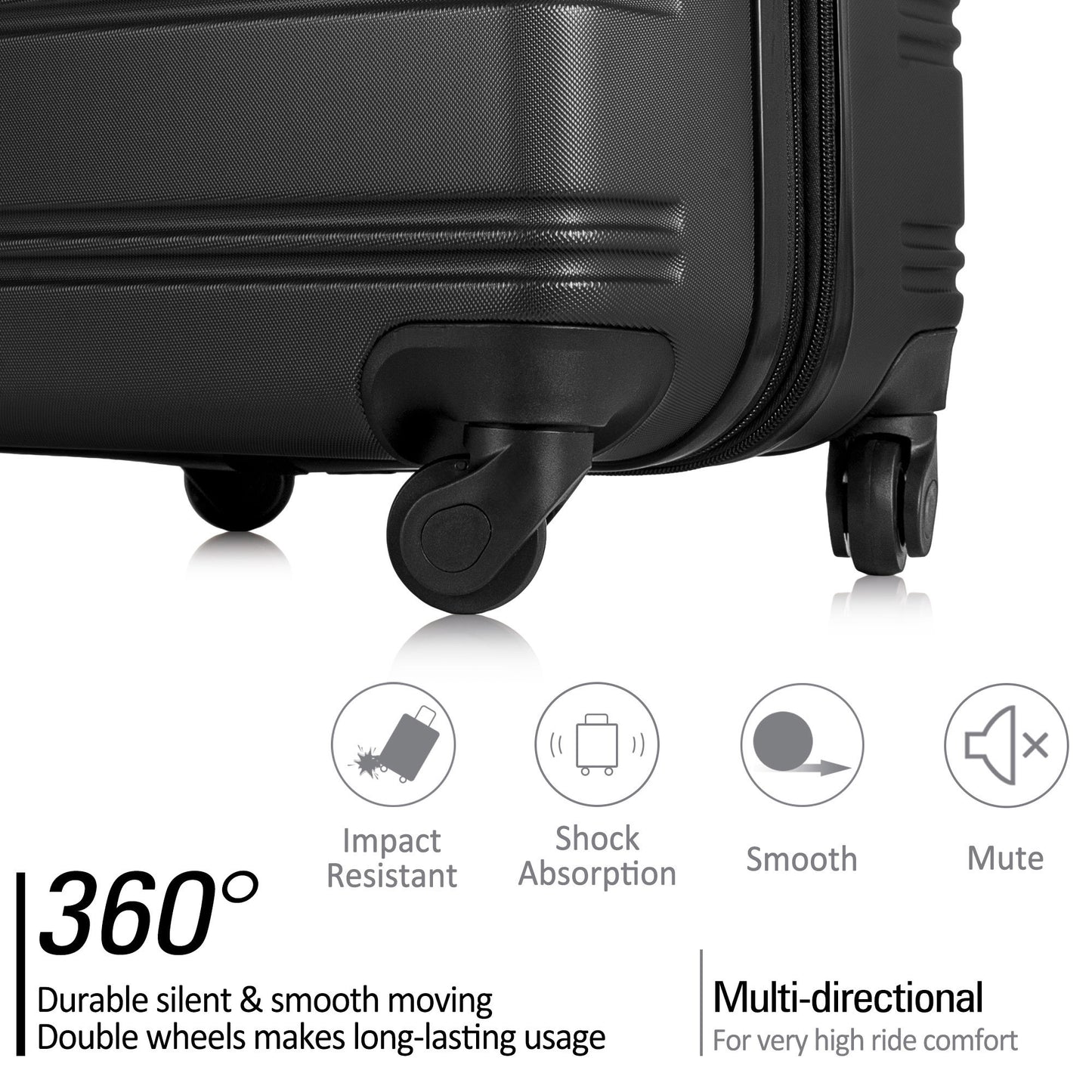 3 Piece Luggage Set Hardside Spinner Suitcase with TSA Lock 20" 24' 28" Available