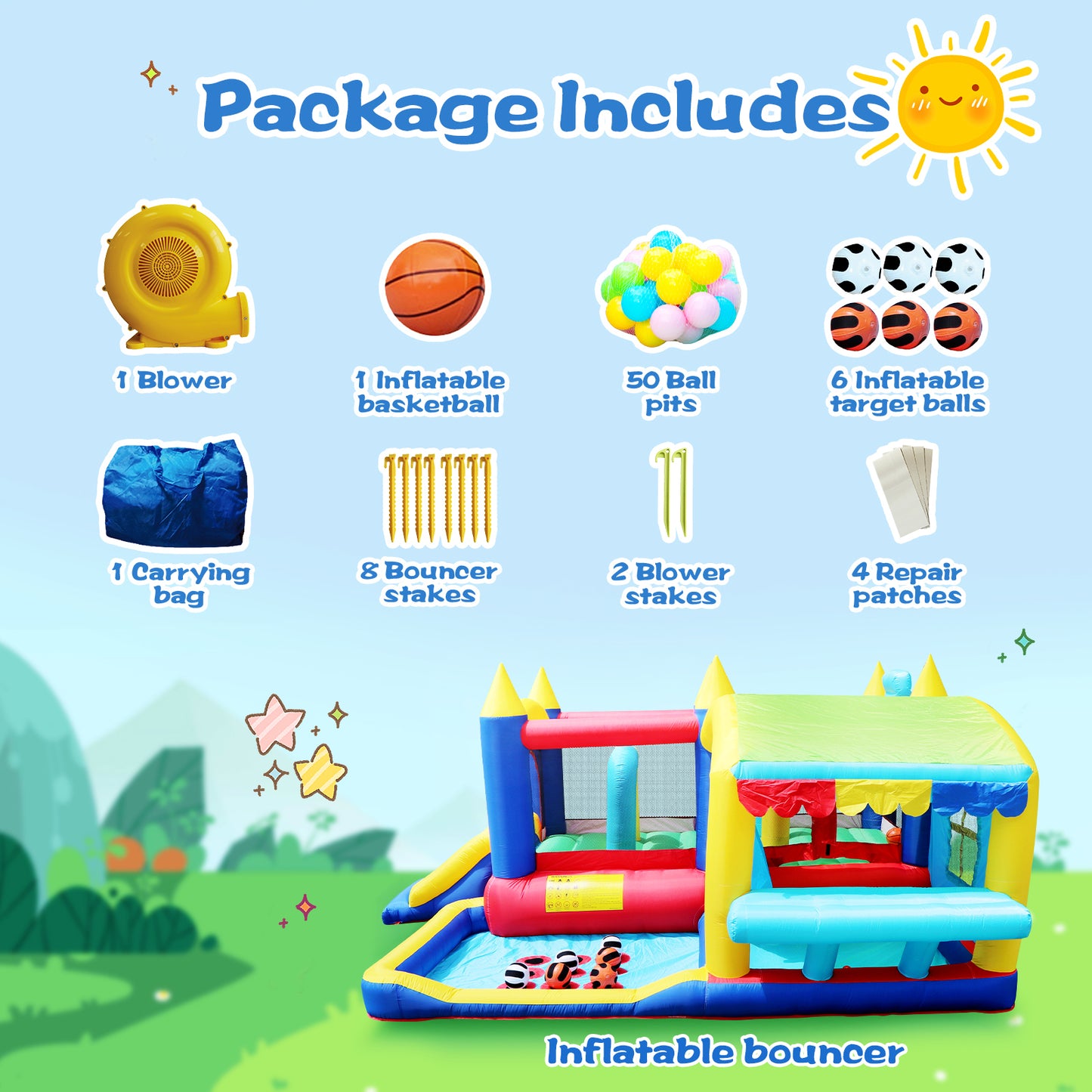 Ultimate 7-in-1 Inflatable Bounce House with Ball Pit and Obstacle Course for Kids' Indoor and Outdoor Parties