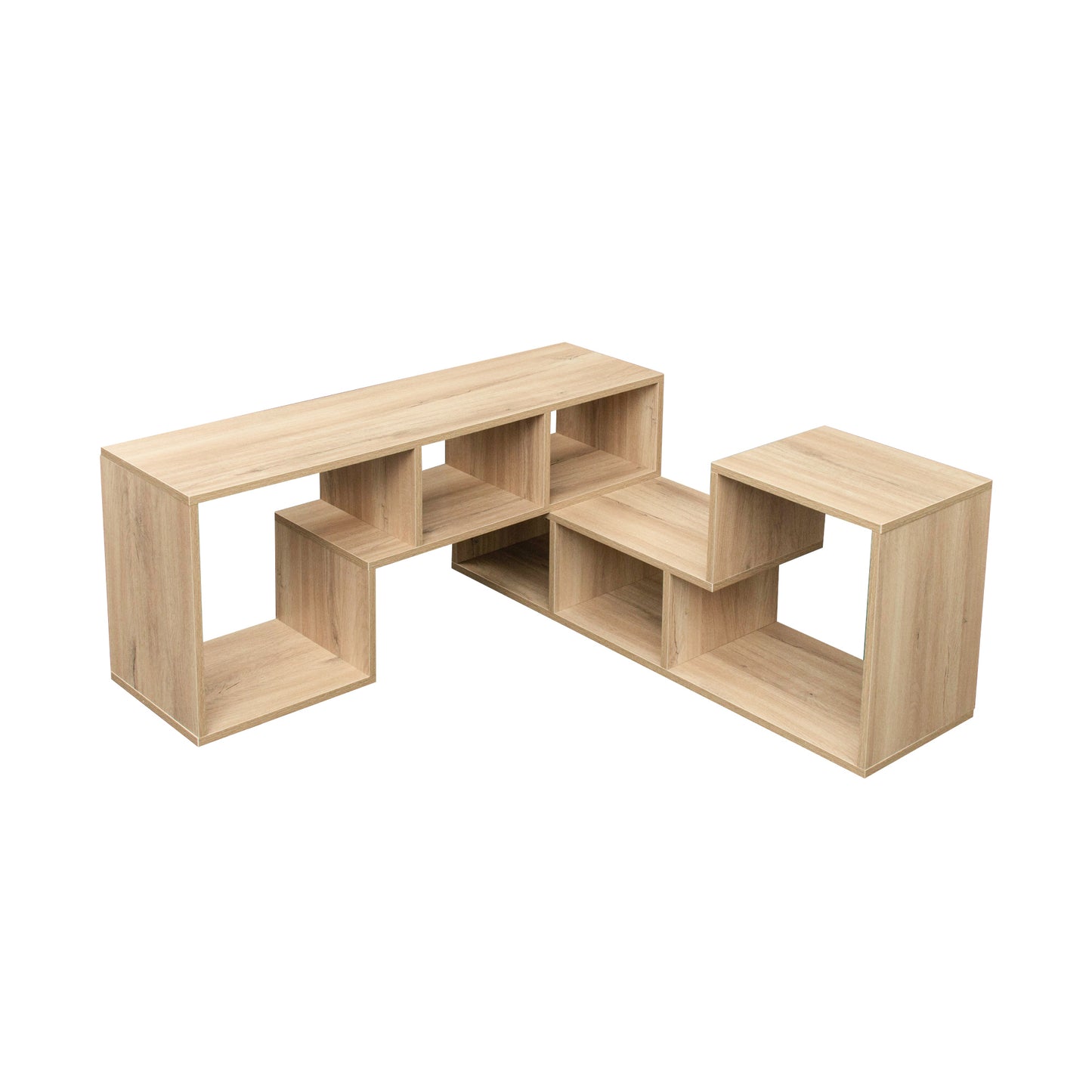 Rustic Oak Double L-Shaped Stand for Versatile Home Organization