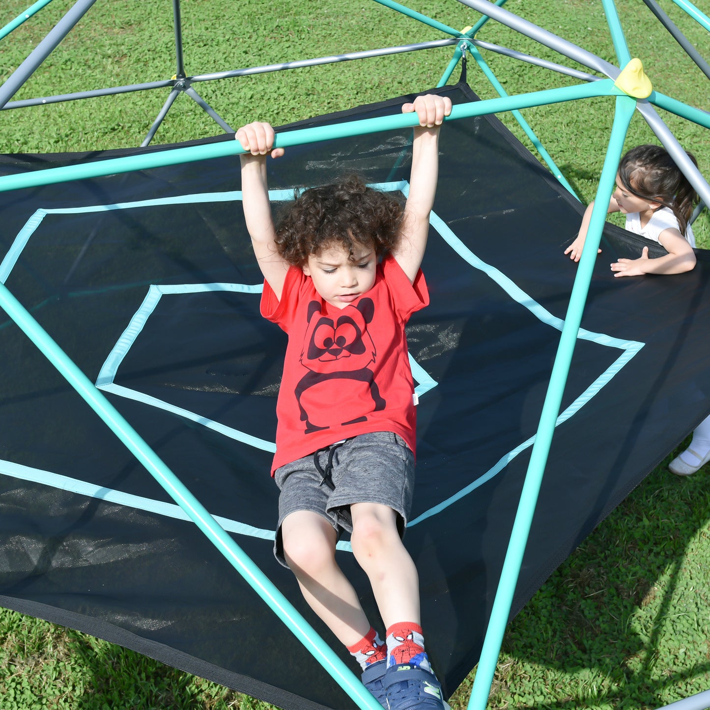 13ft Geometric Dome Climber Play Center with Hammock for Kids, Rust & UV Resistant Steel, Supporting 1000 LBS