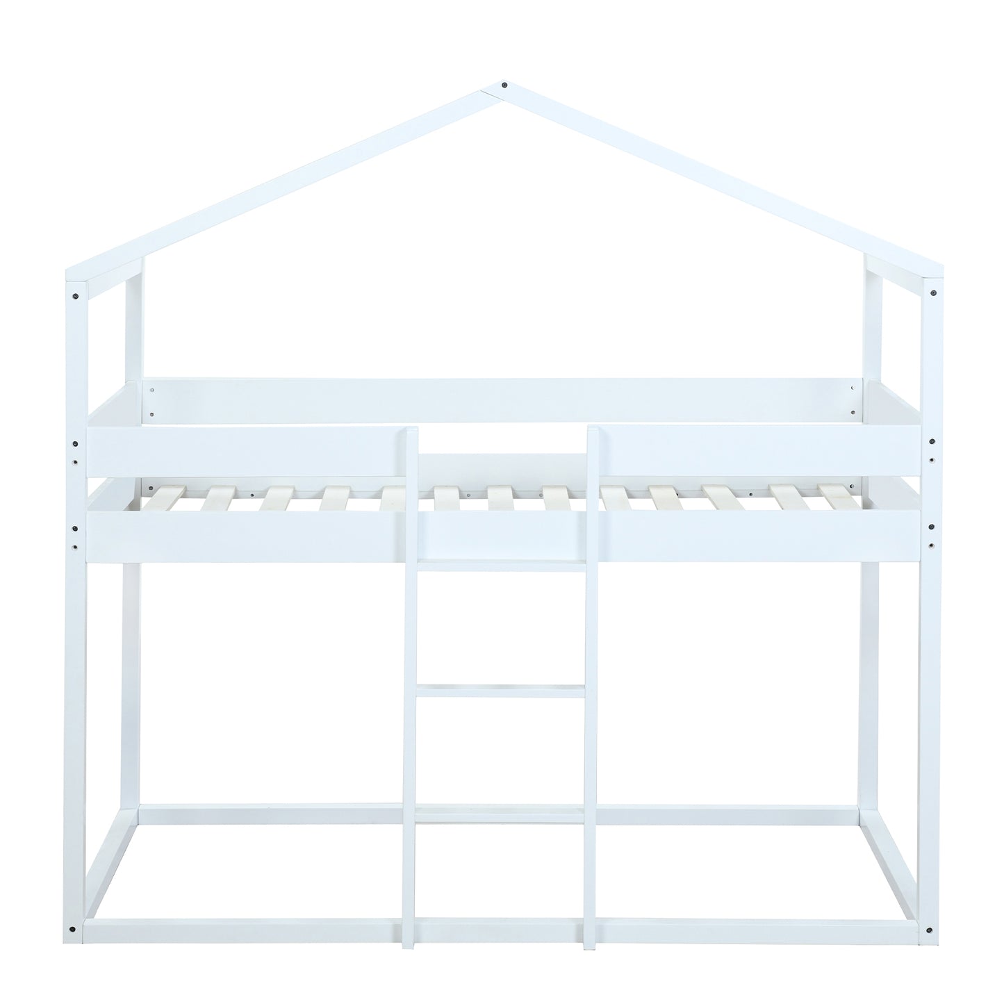 White House-Shaped Twin Over Twin Bunk Bed with Playhouse Tent