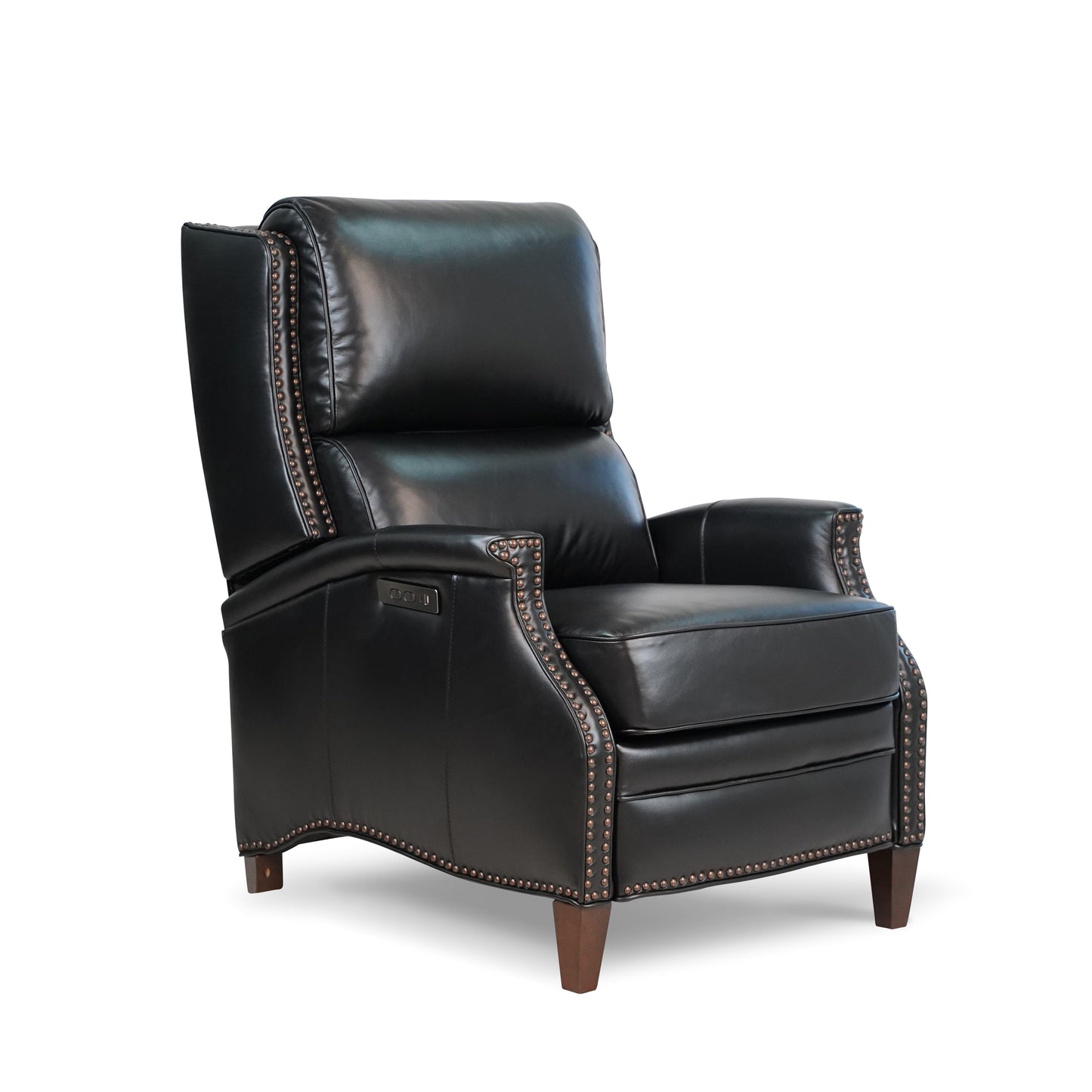 Elegant Genuine Leather Power Recliner with Adjustable Headrest, Removable Cushion, and Extendable Footboard