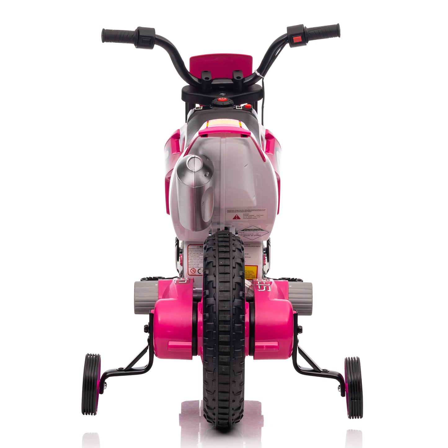 12V Kids Ride on Toy Motorcycle, Electric Motor Toy Bike with Training Wheels for Kids 3-6, Rose Red