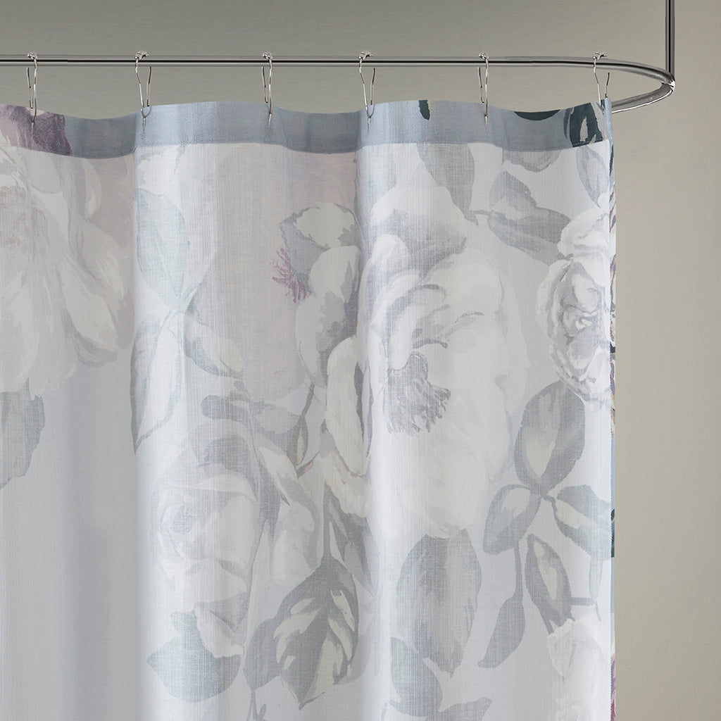 Elegant Cotton Floral Print Shower Curtain with Oeko-Tex Certification