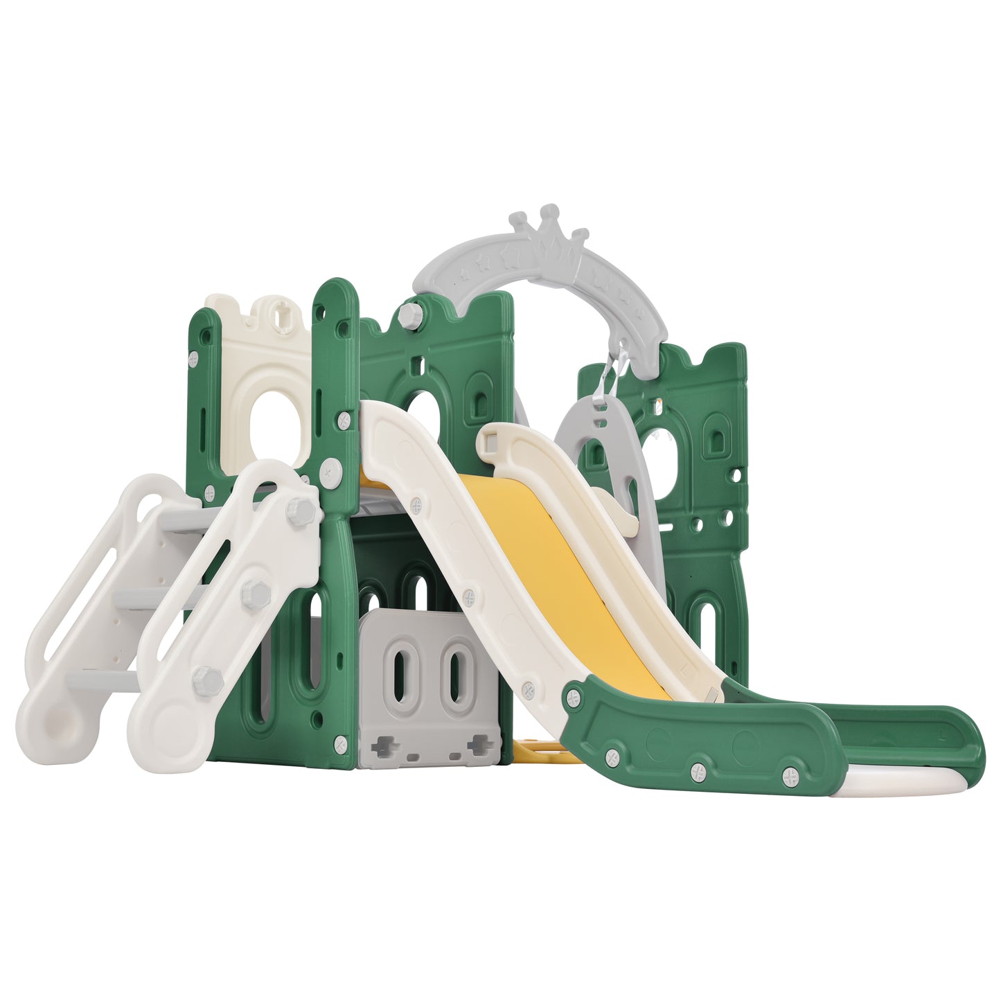 5-in-1 Kids Playground Climber Slide and Swing Set