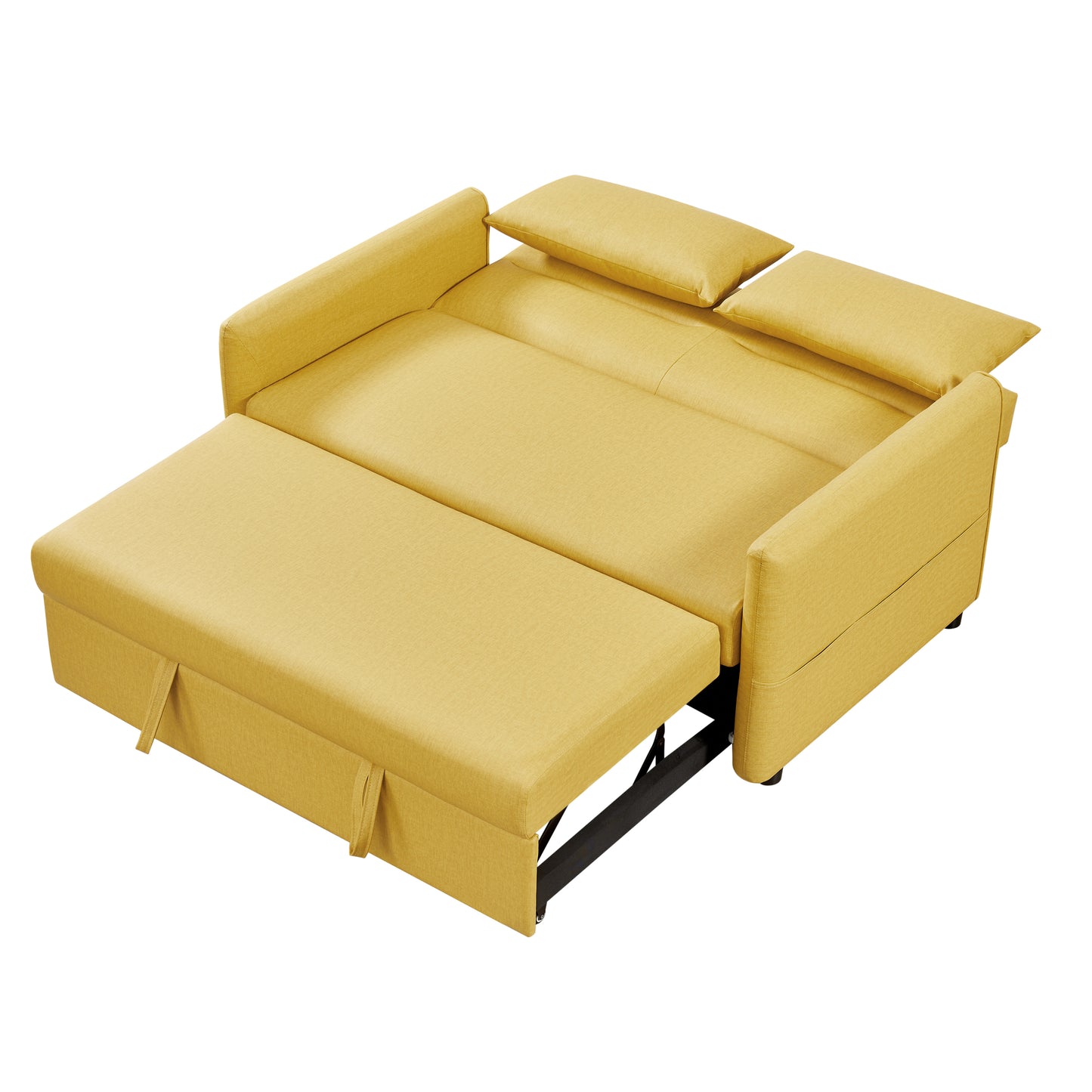 Convertible Yellow Cloth Grain Leather Leisure Sofa Bed