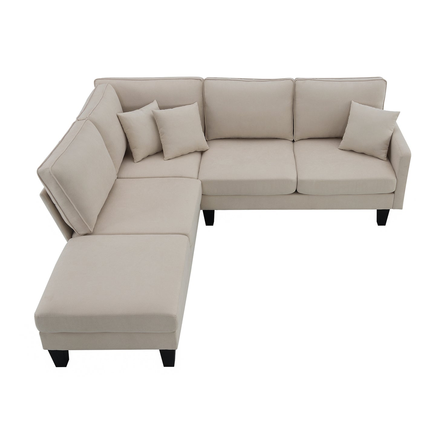 Terrycloth Minimalist L-Shaped Sectional Sofa with Chaise Lounge