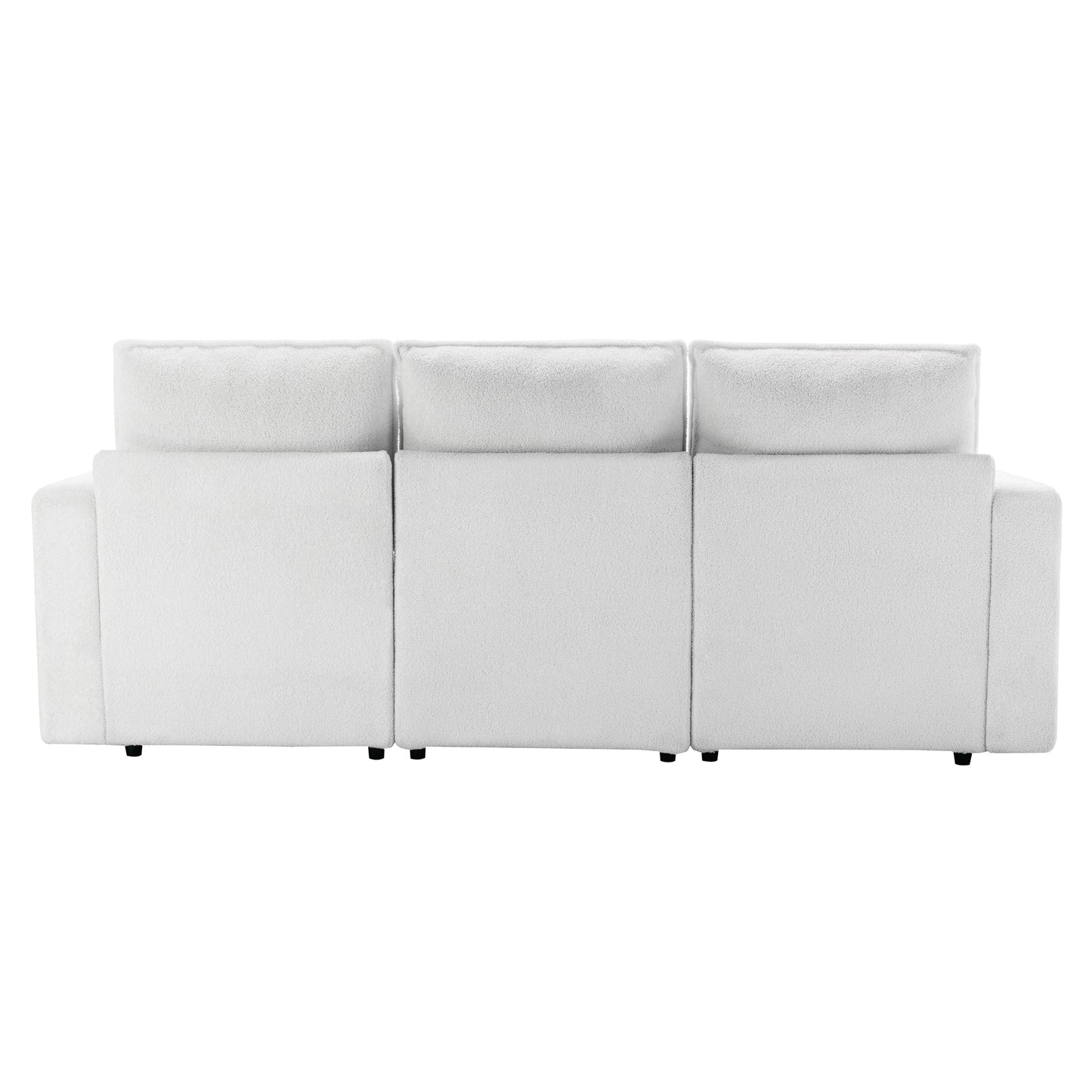 U_STYLE 3 Seat Sofa with Removable Back and Seat Cushions and 2 pillows,Teddy Fabric Couch for Living Room, Office, Apartment