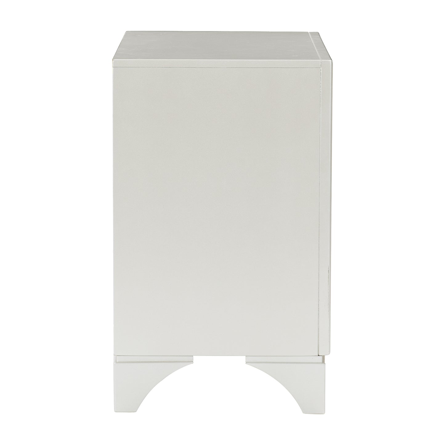 Glamourous Bedroom 1pc Nightstand Pearl White Metallic Finish Silver Glitter Trim Wooden furniture