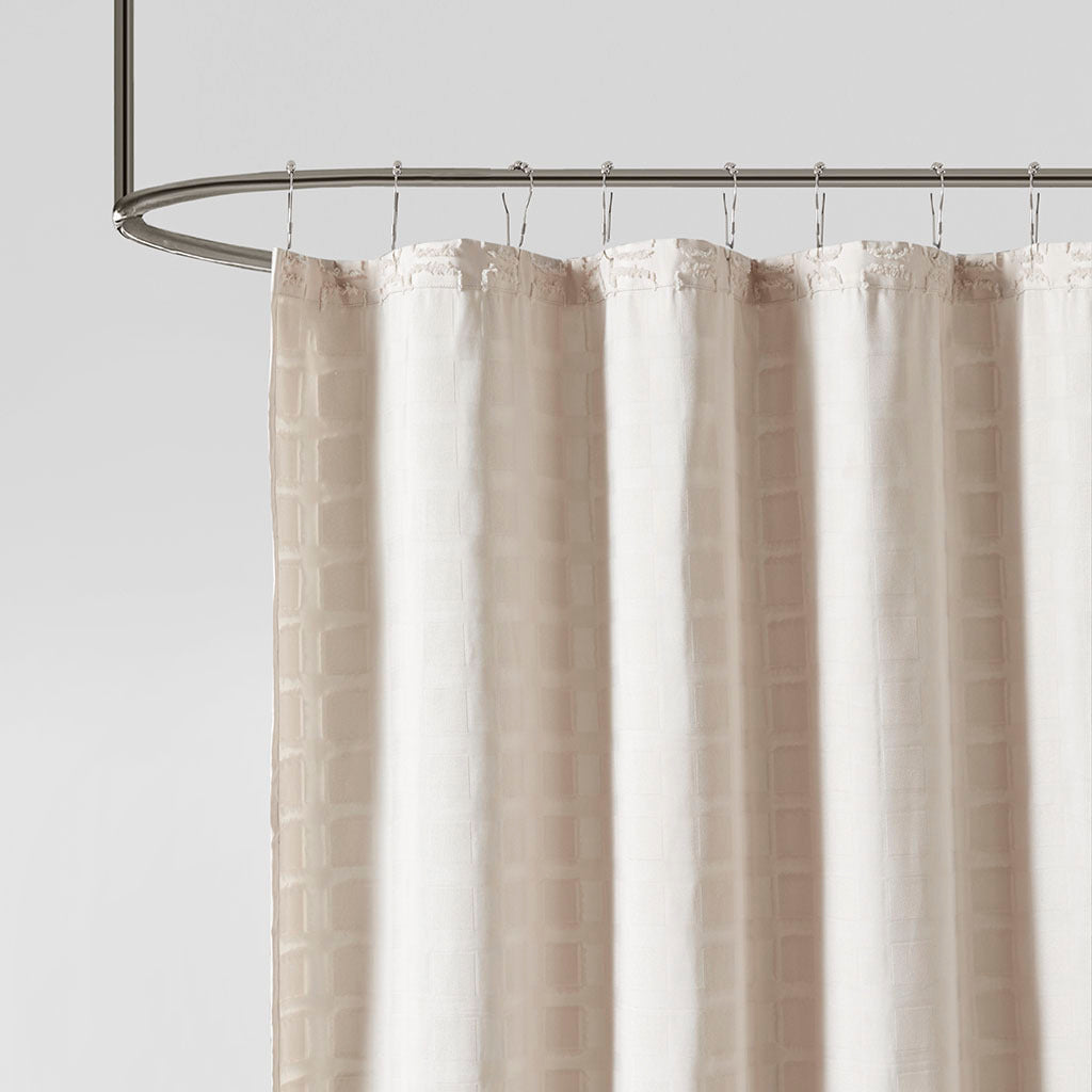 Elegant Sand Geometric Woven Shower Curtain