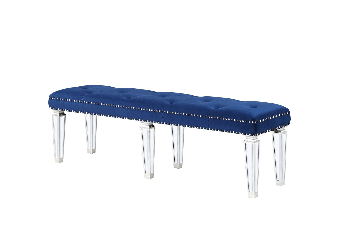 ACME Varian Bench, Blue Velvet & Mirrored 26157