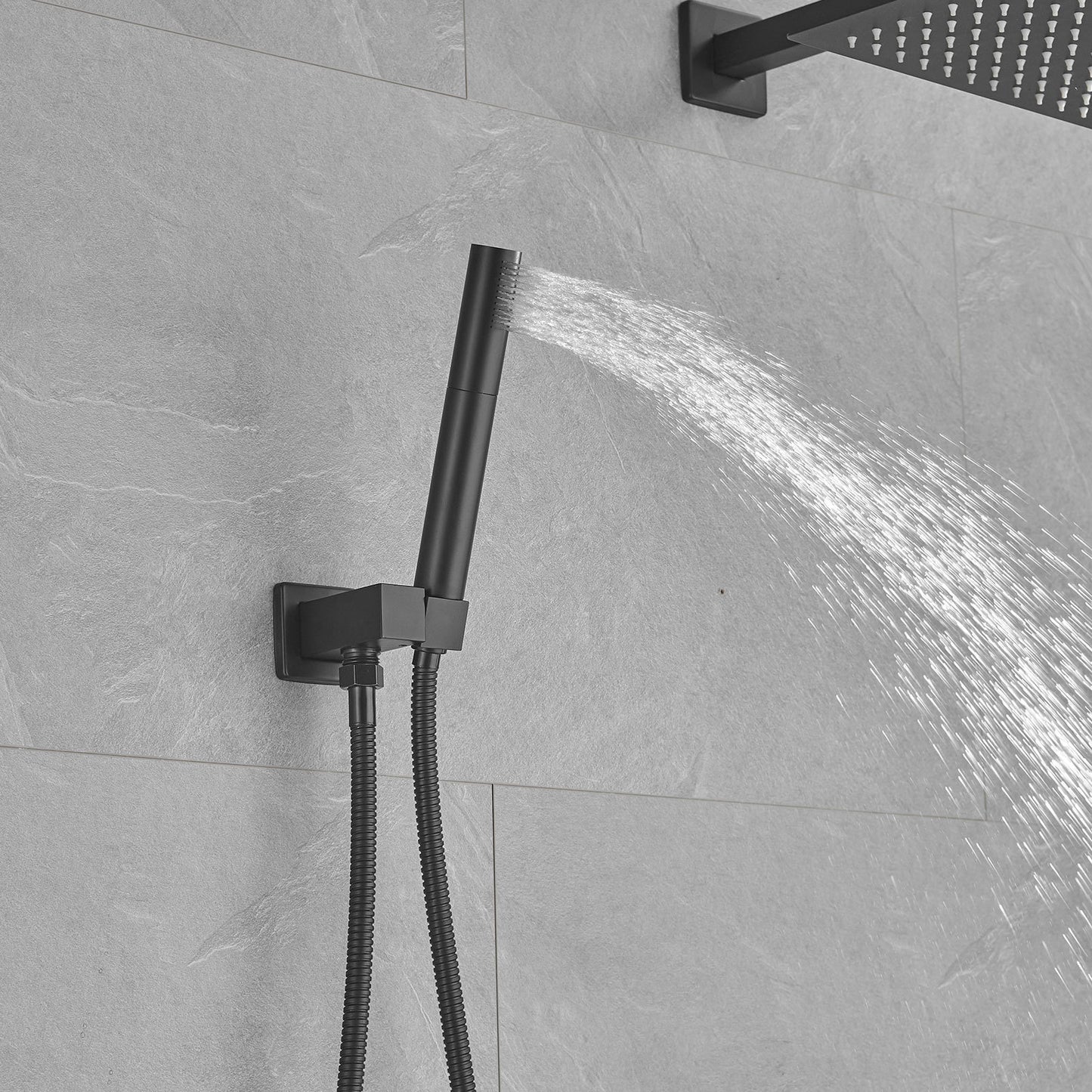 Elegant Matte Black High Pressure Shower Faucet with 2-Spray Options and 12 Shower Head (Valve Included)