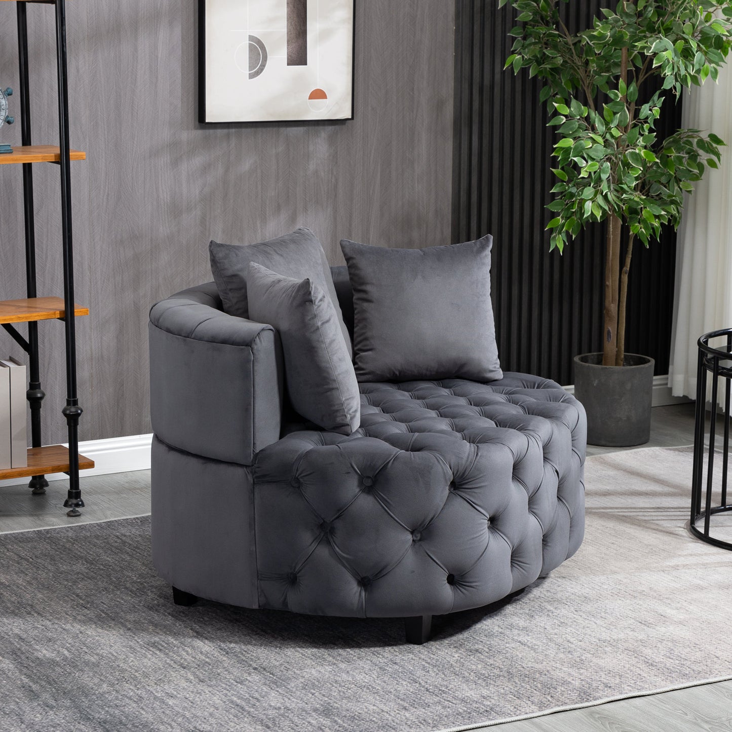 A&A Furniture,Accent Chair / Classical Barrel Chair for living room / Modern Leisure Chair (Grey)