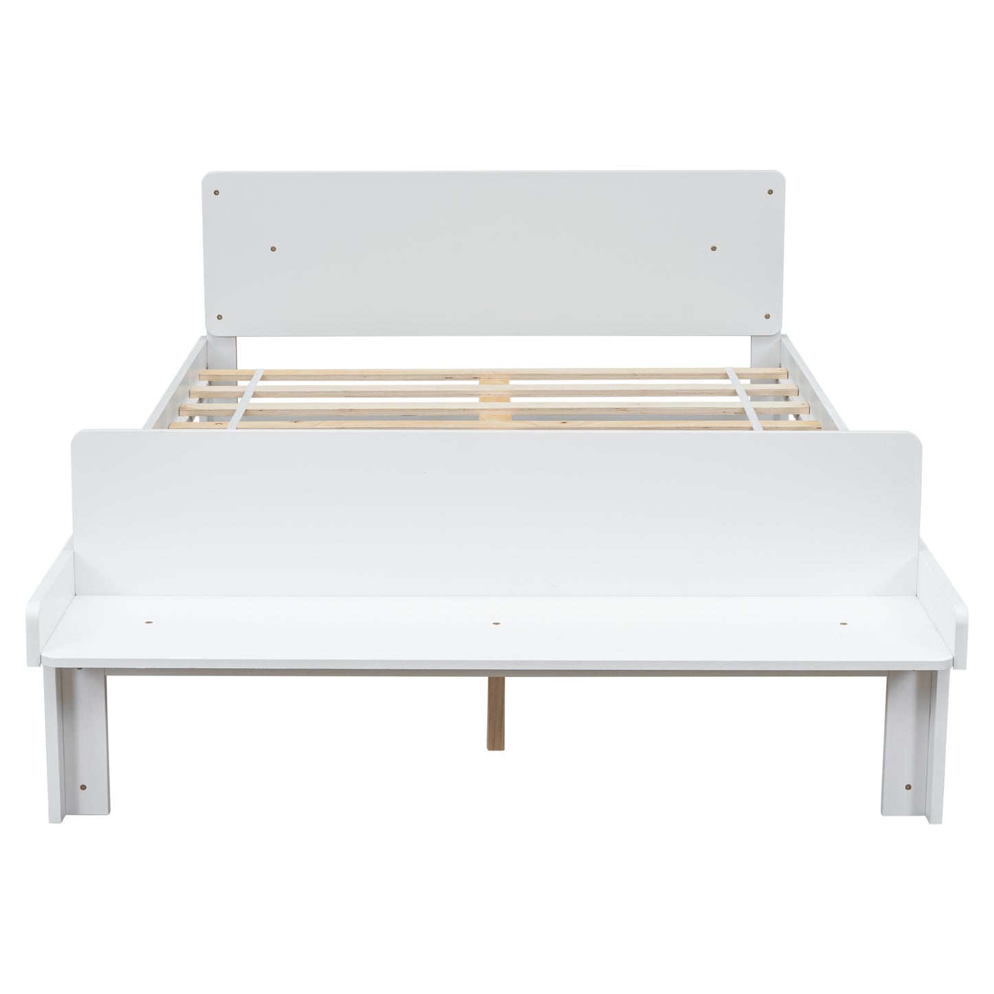 Full Bed with Footboard Bench,White