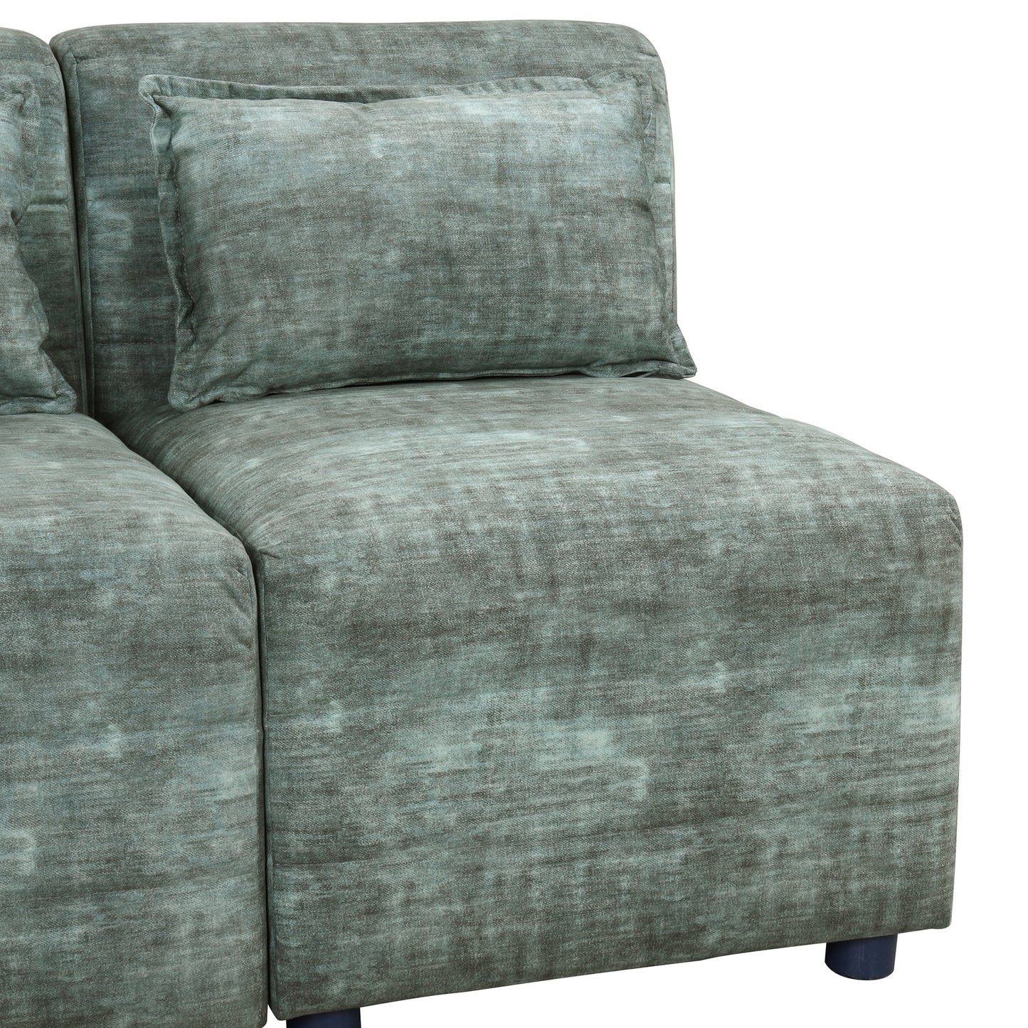 Endless Lounge Creations: Free-Combined Blue-Green Sectional Sofa with Storage Ottoman and 5 Pillows