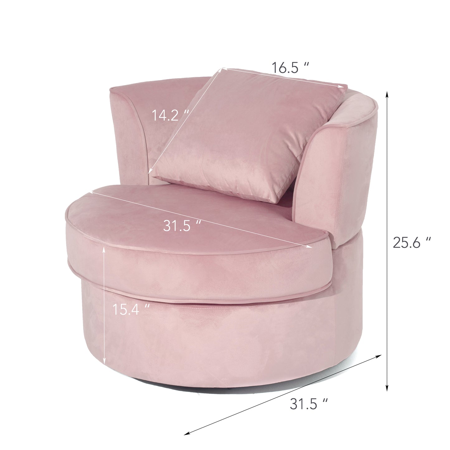 Single Sofa Chair Mid-Century Modern Accent Chair 360°Rotating Sofa Chair for Living Room Bedroom Pink