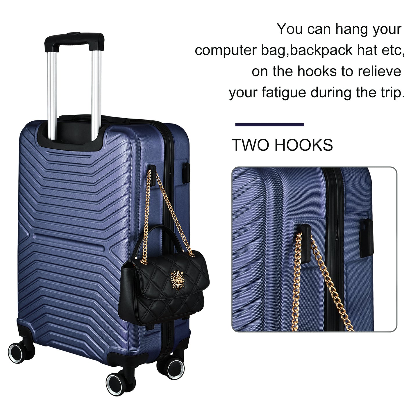 Luggage Expandable Suitcase PC+ABS 3 Piece Set with TSA Lock Spinner Carry on 20in 24in 28in