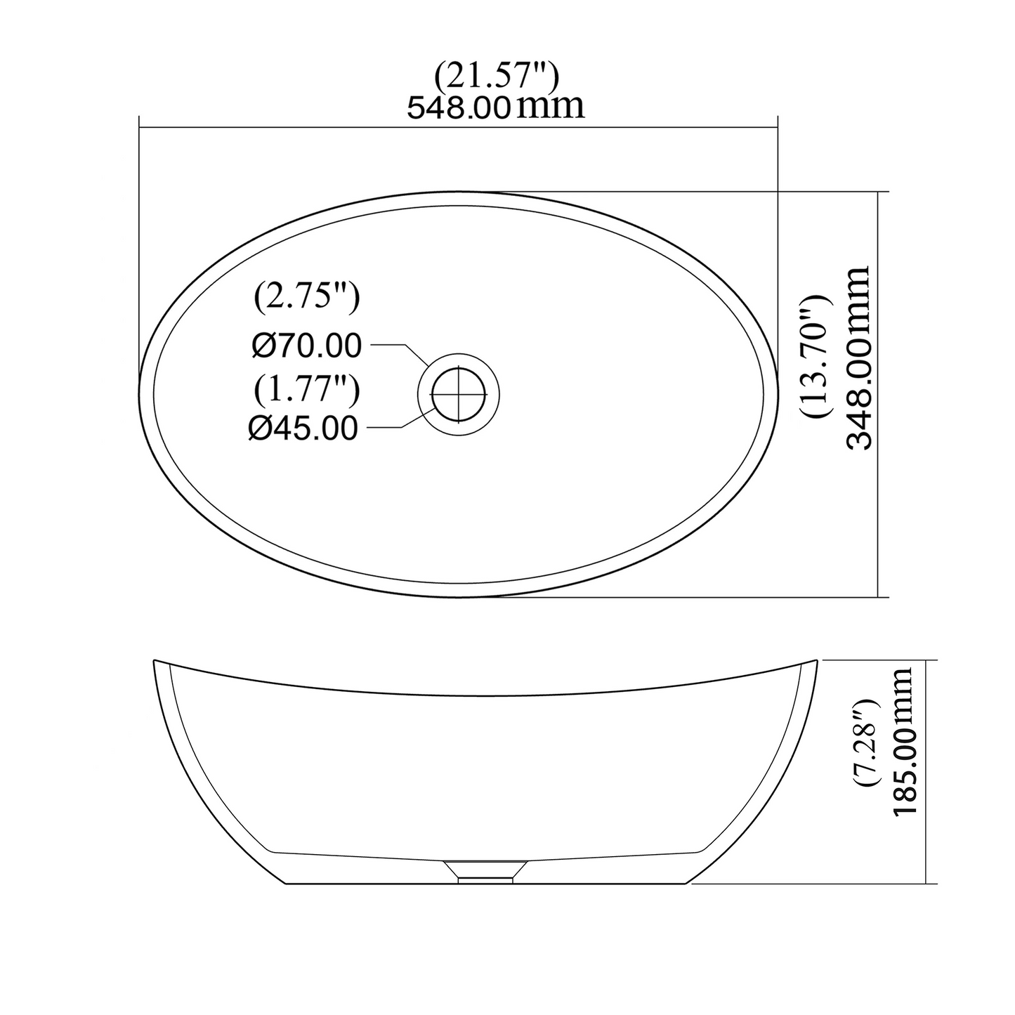 Oval Concrete Vessel Bathroom Sink Handmade Concreto Stone Basin Counter Freestanding  Bathroom Vessel  Sink in Grey without  Faucet and Drain