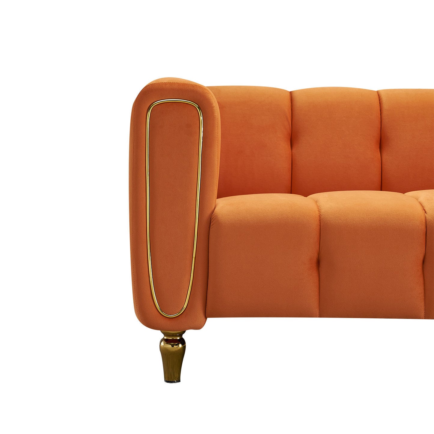 Modern Velvet Sofa 83.07 inch for Living Room Orange Color