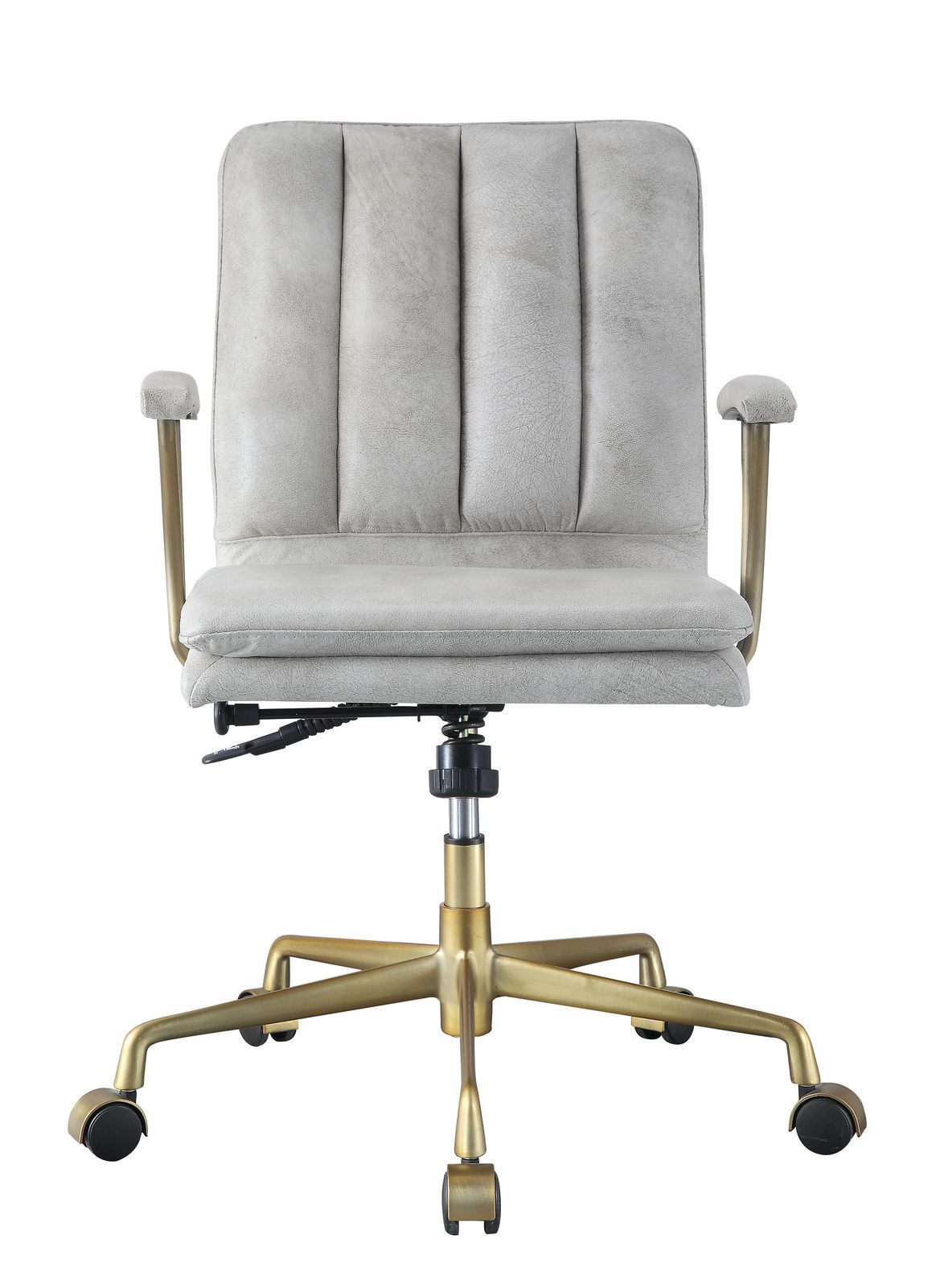 Damir Office Chair, Vintage White Top Grain Leather & Gold 92422