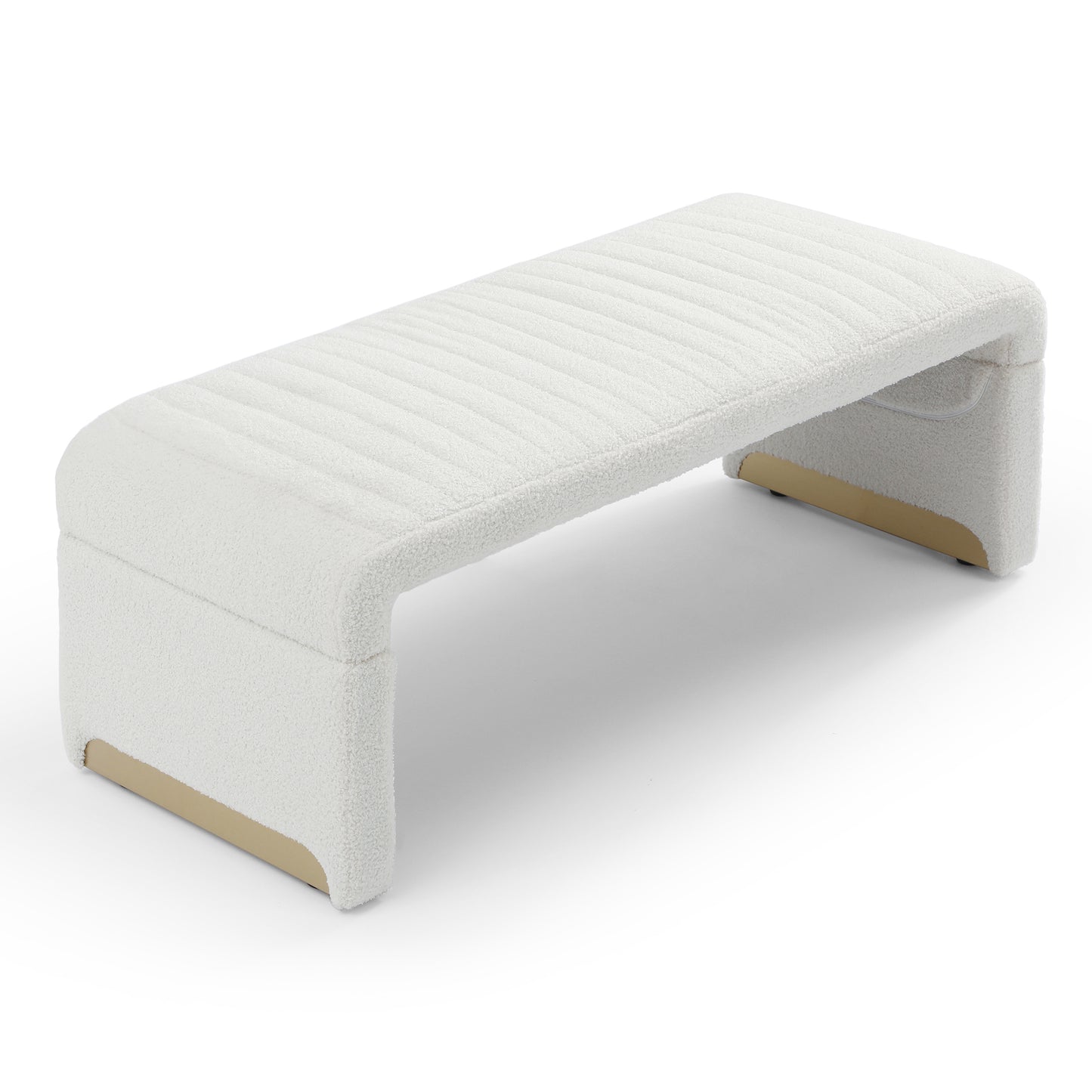 Modern Beige Ottoman Bench with Gold Bottom - Versatile and Stylish