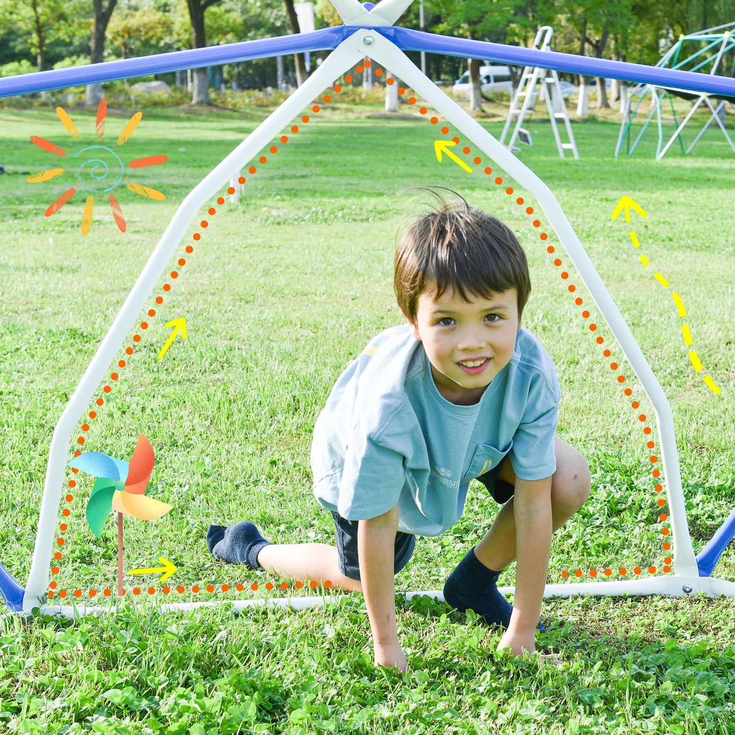 Geometric Dome Climber Play Center - 11ft, Rust & UV Resistant Steel, 900 LBS Capacity