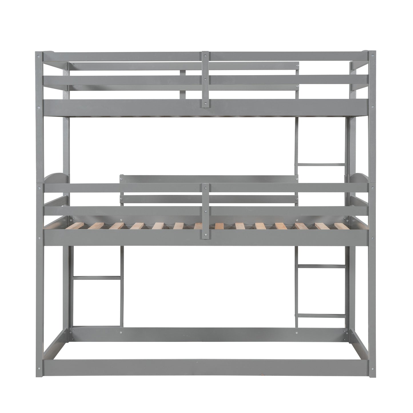 Gray Stain Triple Tier Bunk Bed