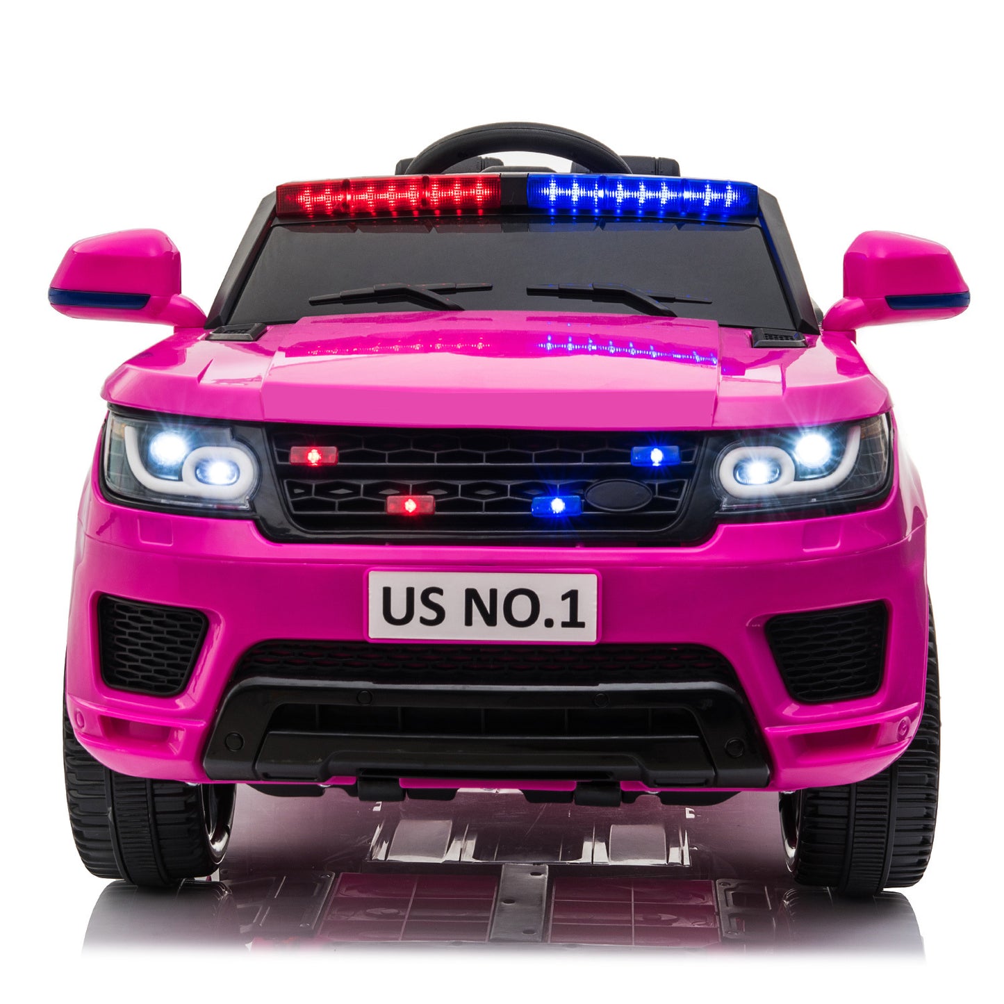 12V Kids Ride-On SUV Cop Car with Remote Control and Siren Sounds - Rose Red