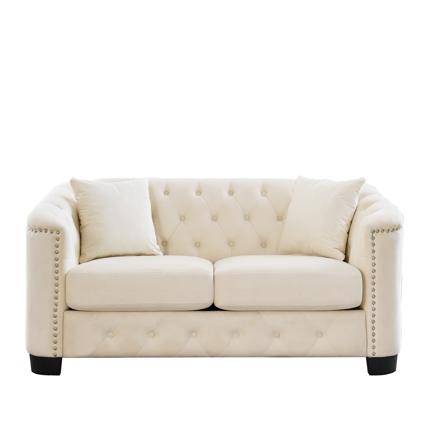 Luxurious Velvet Beige 3-Seater and 2-Seater Combination Sofa