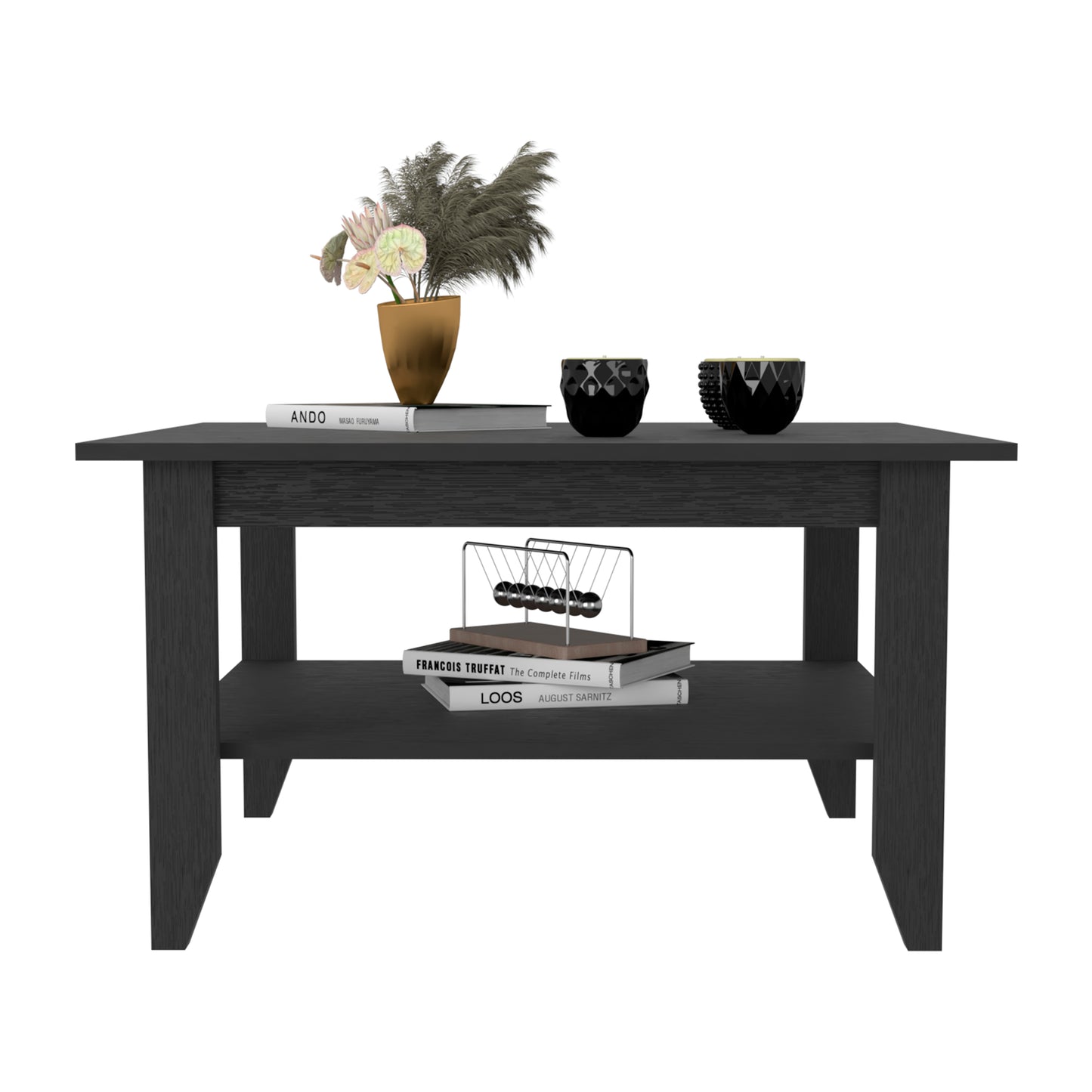 San Jose Coffee Table with Black Wengue Finish and Storage Shelf