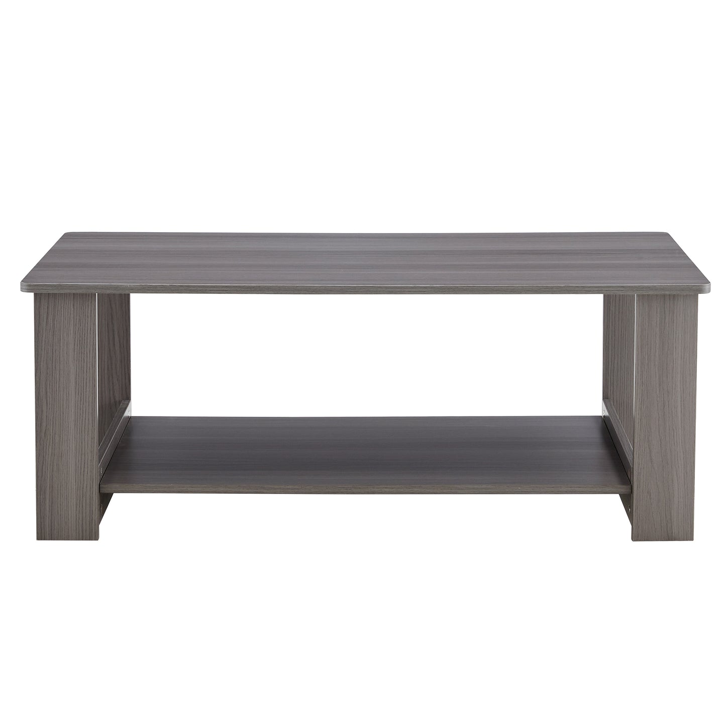 Gray Textured Double-Layered MDF Coffee Table - Sleek & Practical