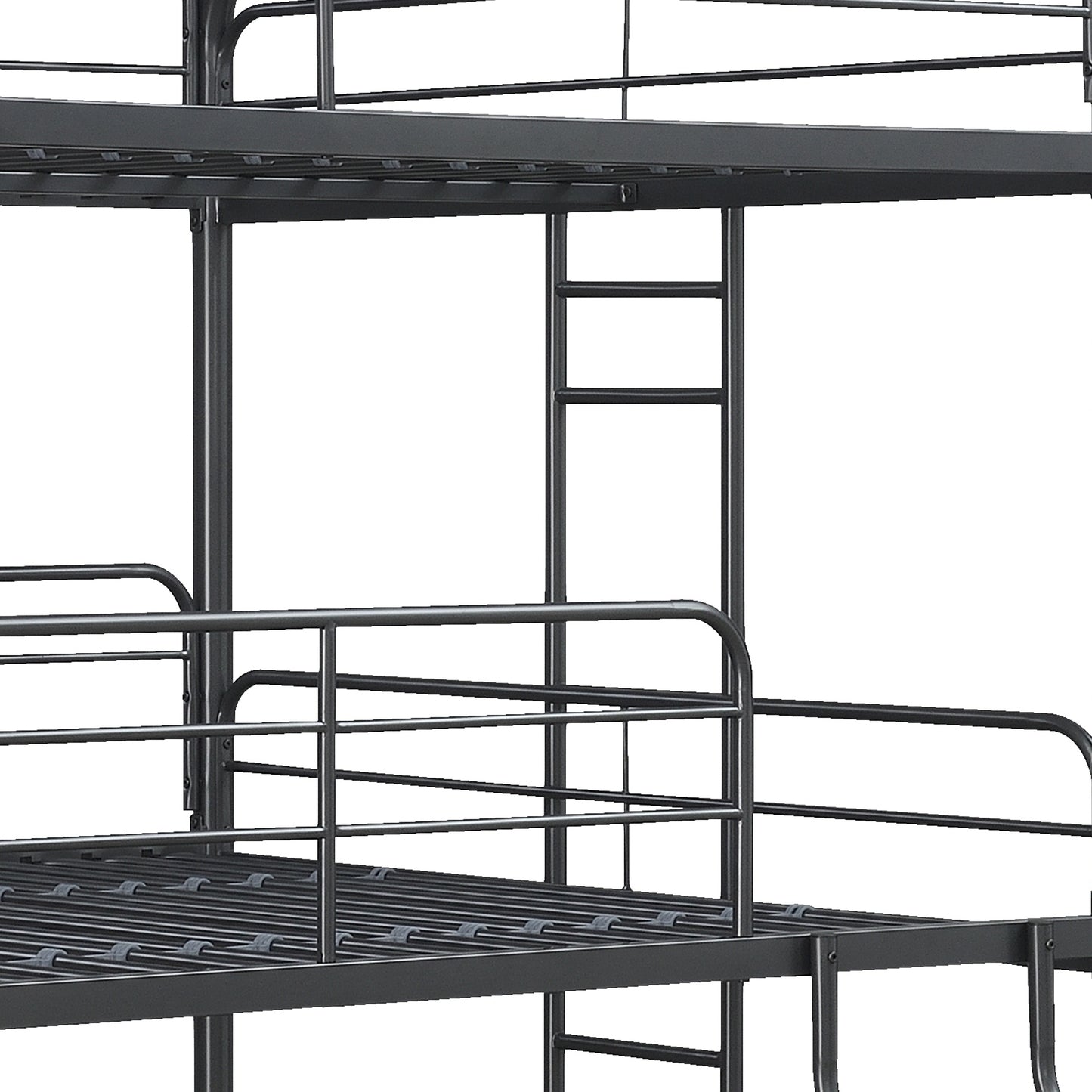 Trio Black Metal Triple Bunk Bed, FULL/FULL/FULL