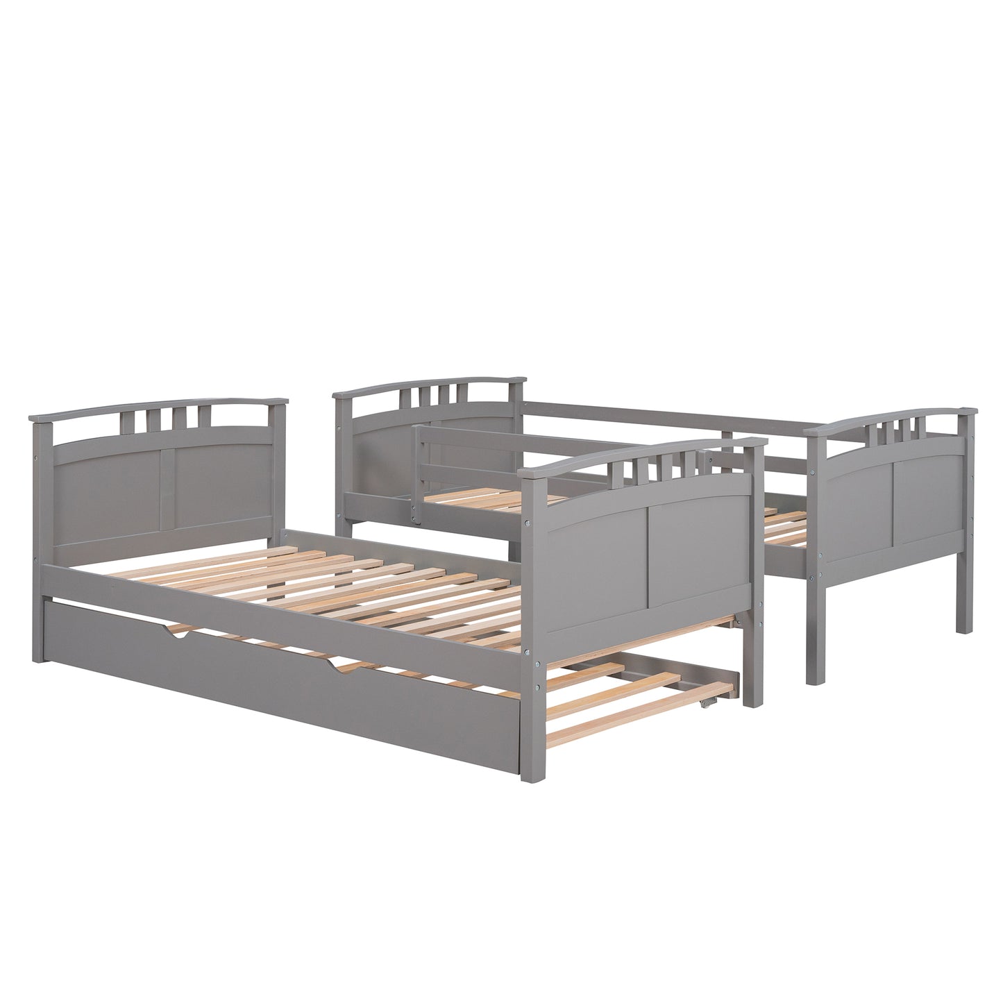 Separable Twin Over Twin Bunk Bed Set with Trundle - Charcoal Gray