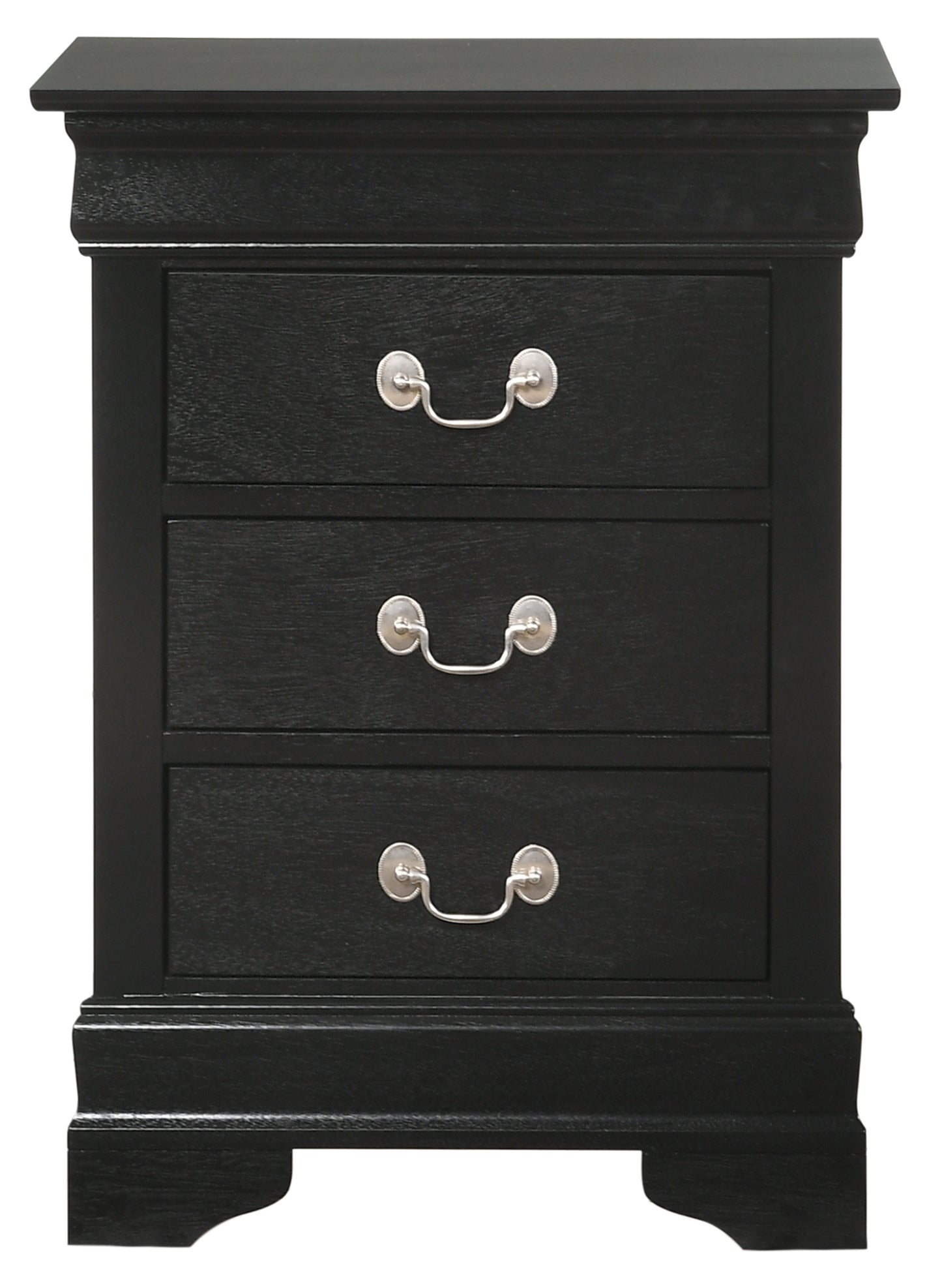 Louis Phillipe G3150-3N 3 Drawer Nightstand , Black