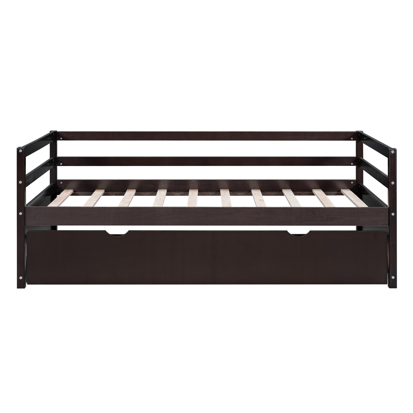 Twin Size Wood Daybed with Twin Size Trundle, Espresso(Expected Arrival Time: 1.7)