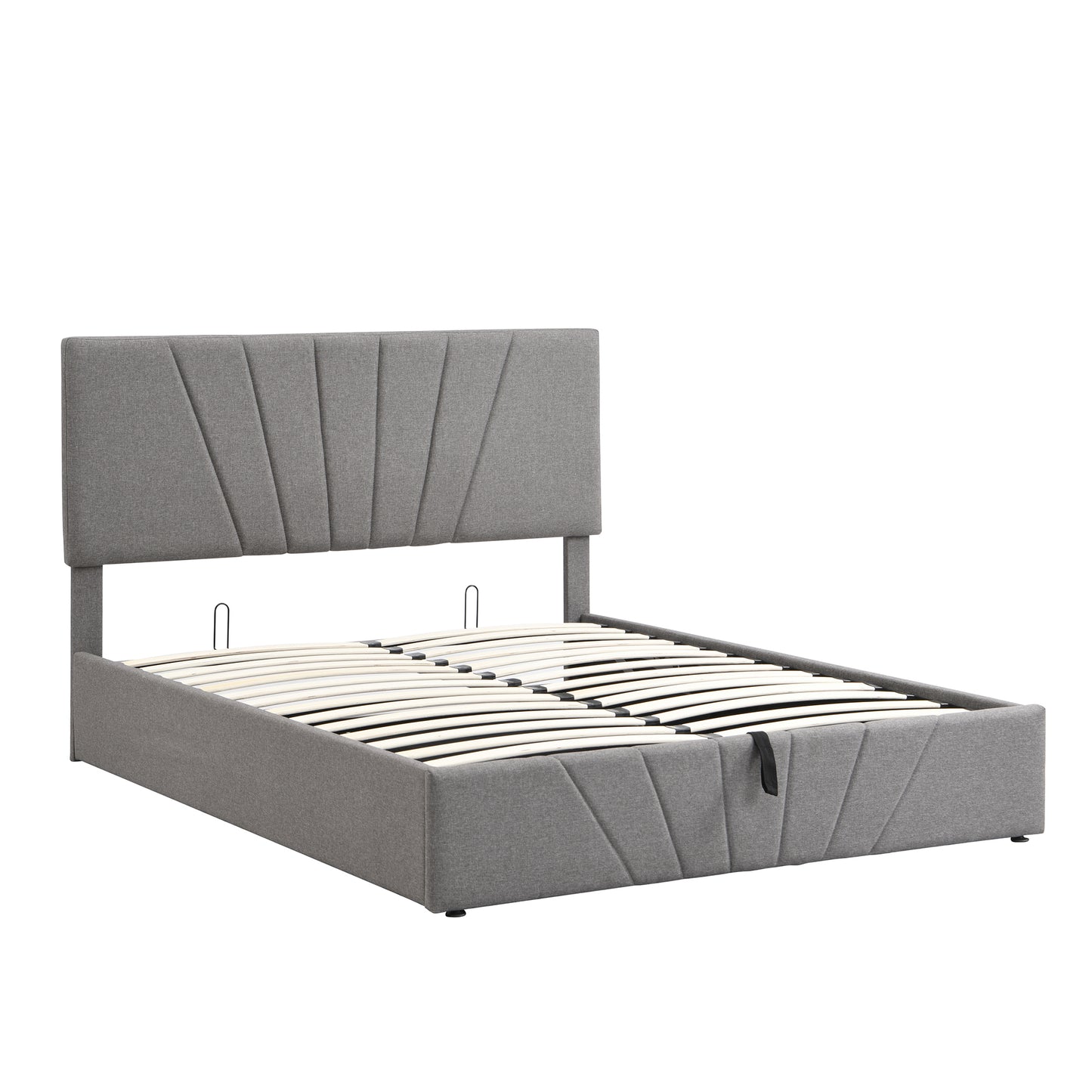 Queen size Upholstered Platform bed with a Hydraulic Storage System - Gray