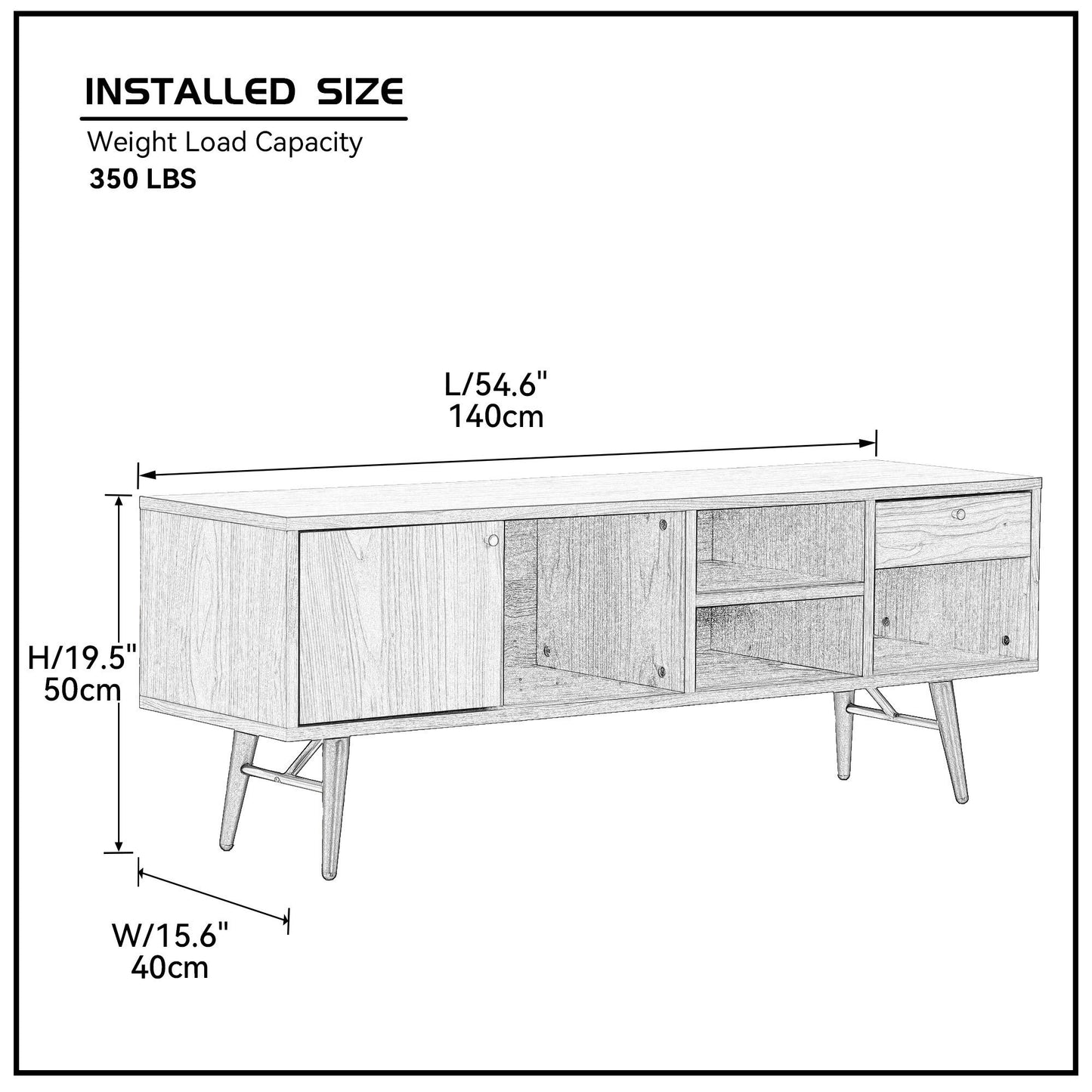 Walnut Finish Mid-Century TV Stand with Ample Storage