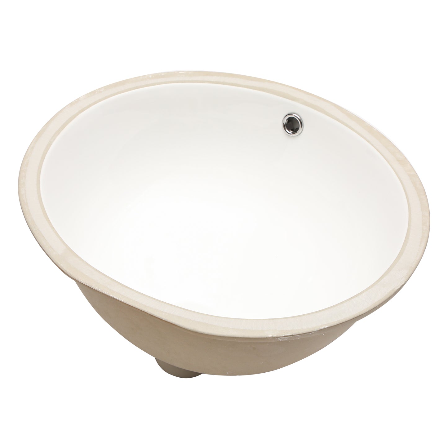 19"x16" White Ceramic Oval Undermount Bathroom Sink with Overflow