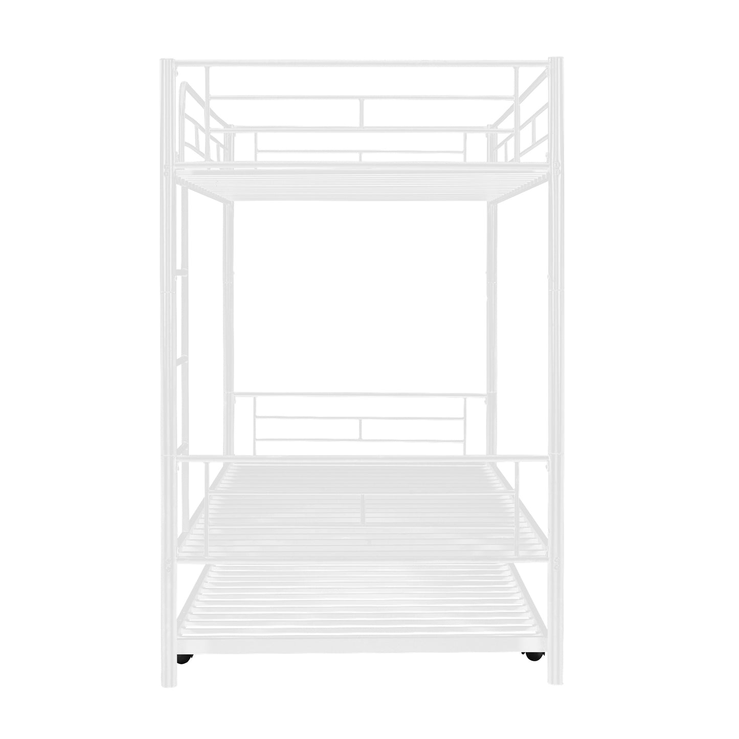 Trio Metal Bunk Bed With Trundle, Convertible to Two Beds, White (MF194806AAK)