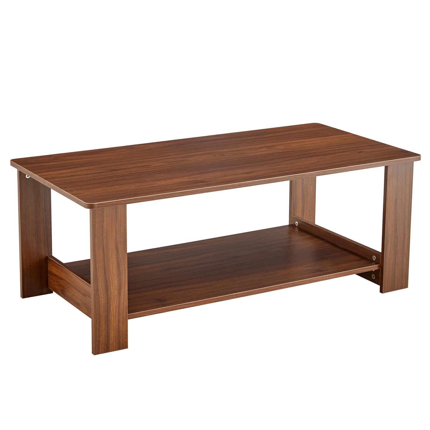 Innovative Walnut Textured Double Layered Coffee Table - CT-16