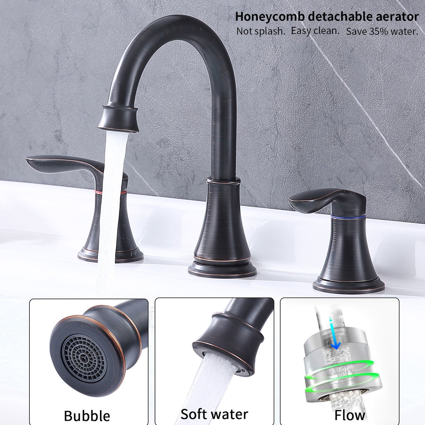 Oil-Rubbed Bronze 2-Handle 8 inch Widespread Bathroom Sink Faucet with Pop Up Drain Assembly and cUPC Water Supply Hoses