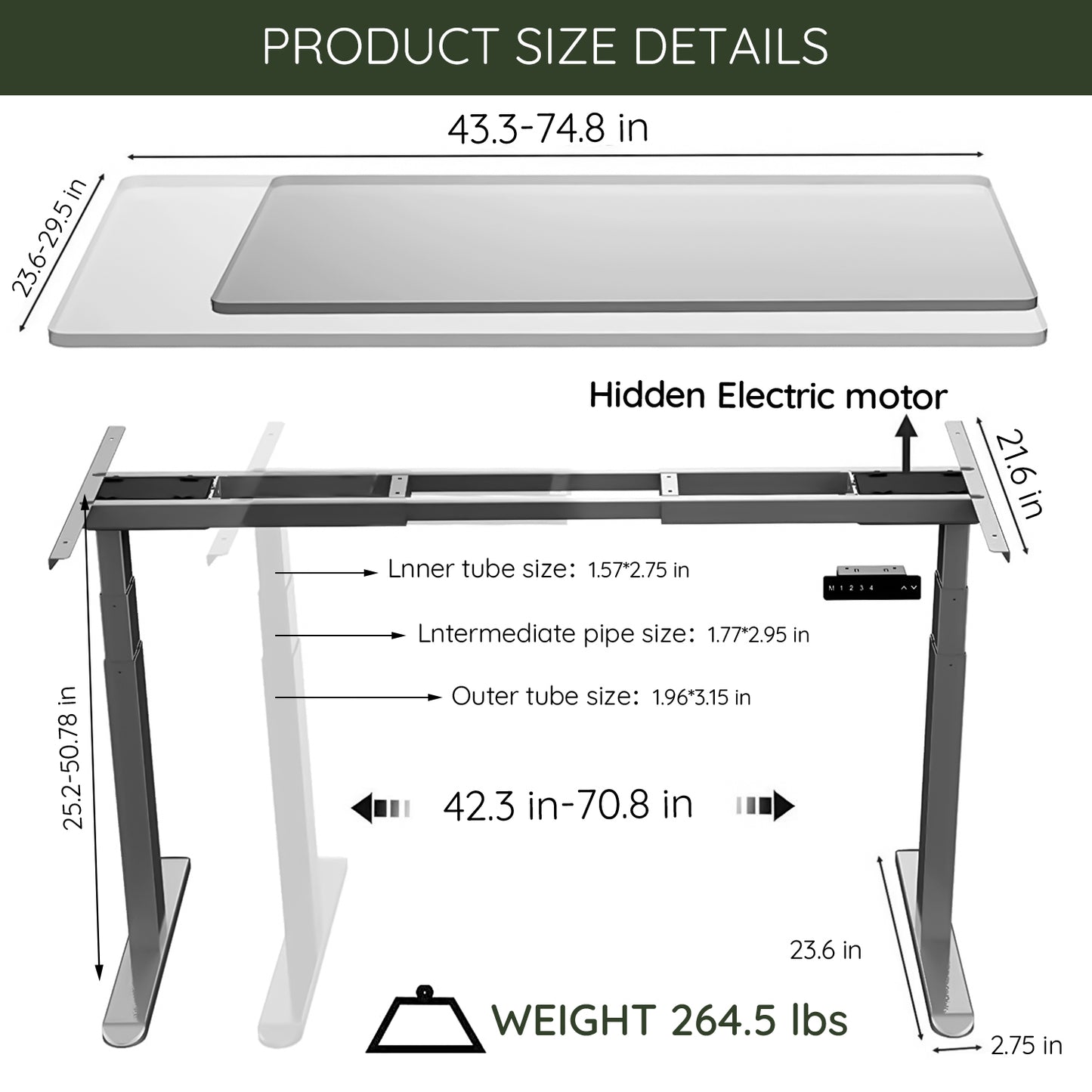 Height Adjustable Electric Standing Desk Frame by ErGear