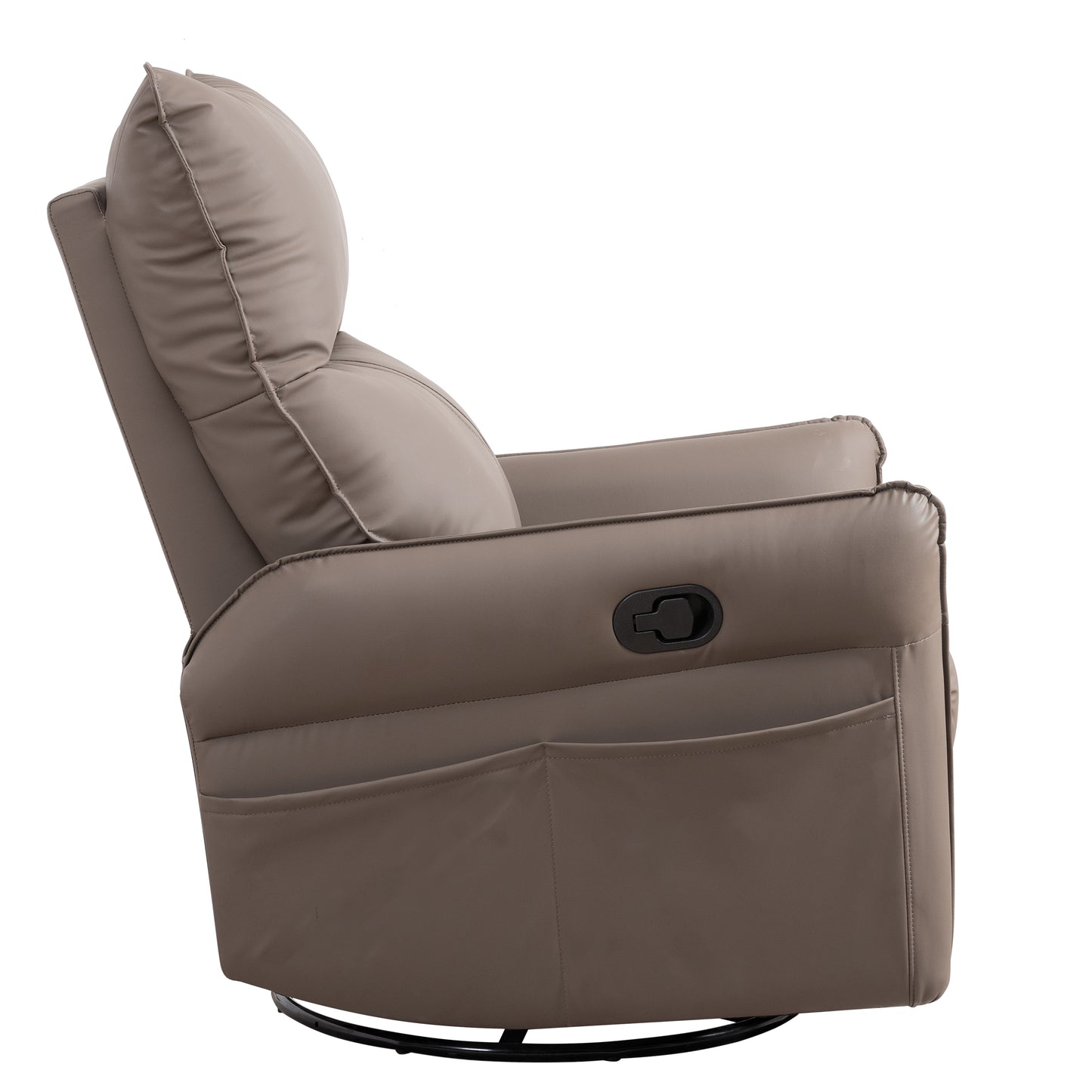 Brown PU Swivel Recliner Chair with Rocking Function