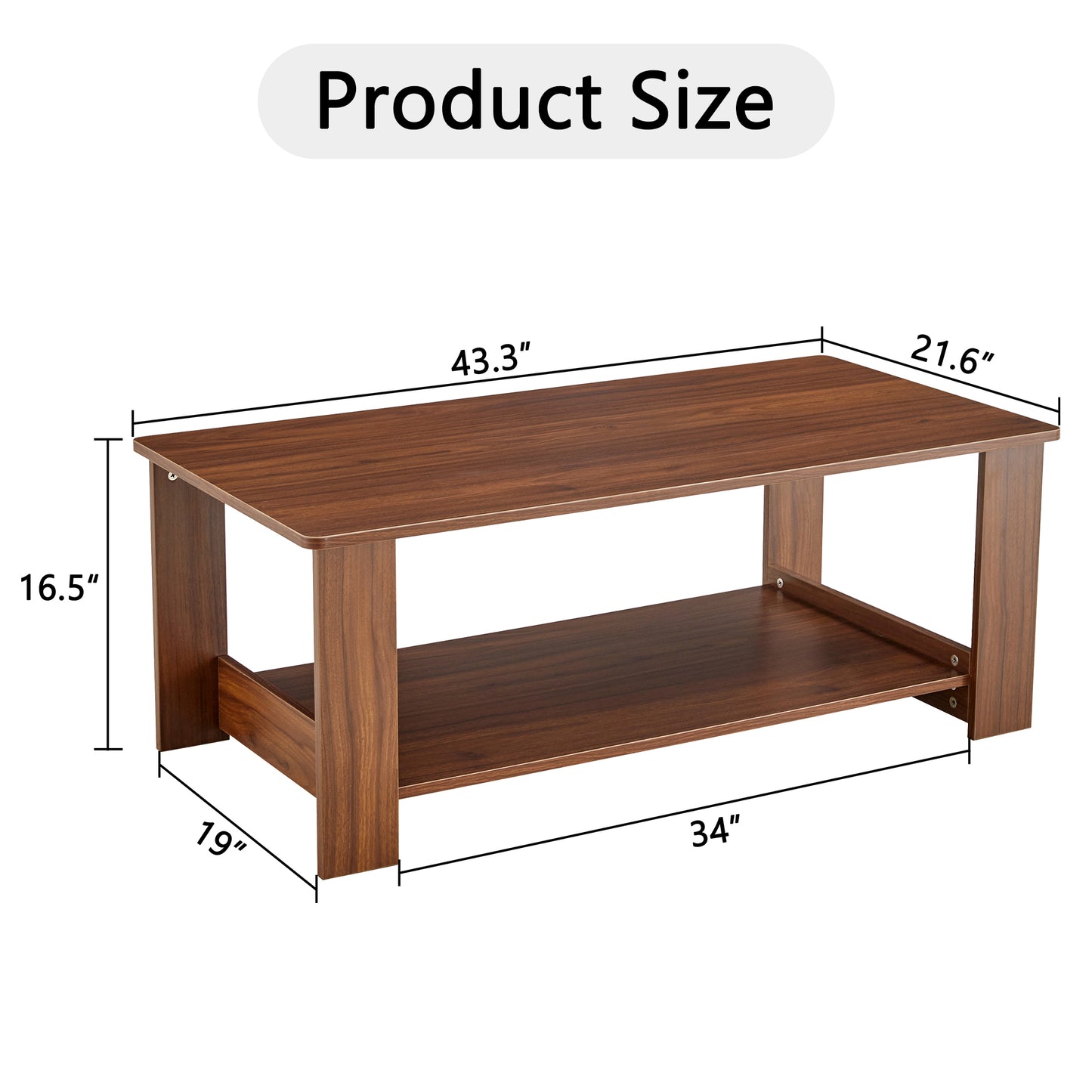 Innovative Walnut Textured Double Layered Coffee Table - CT-16