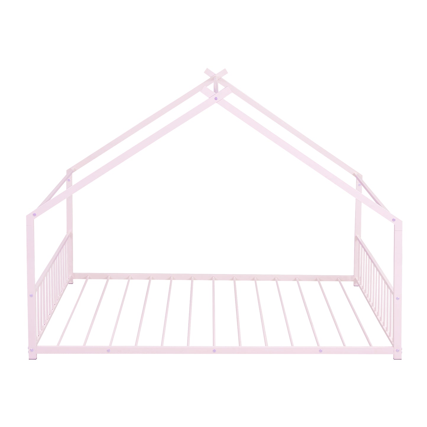 Full Size Metal House Bed, Pink